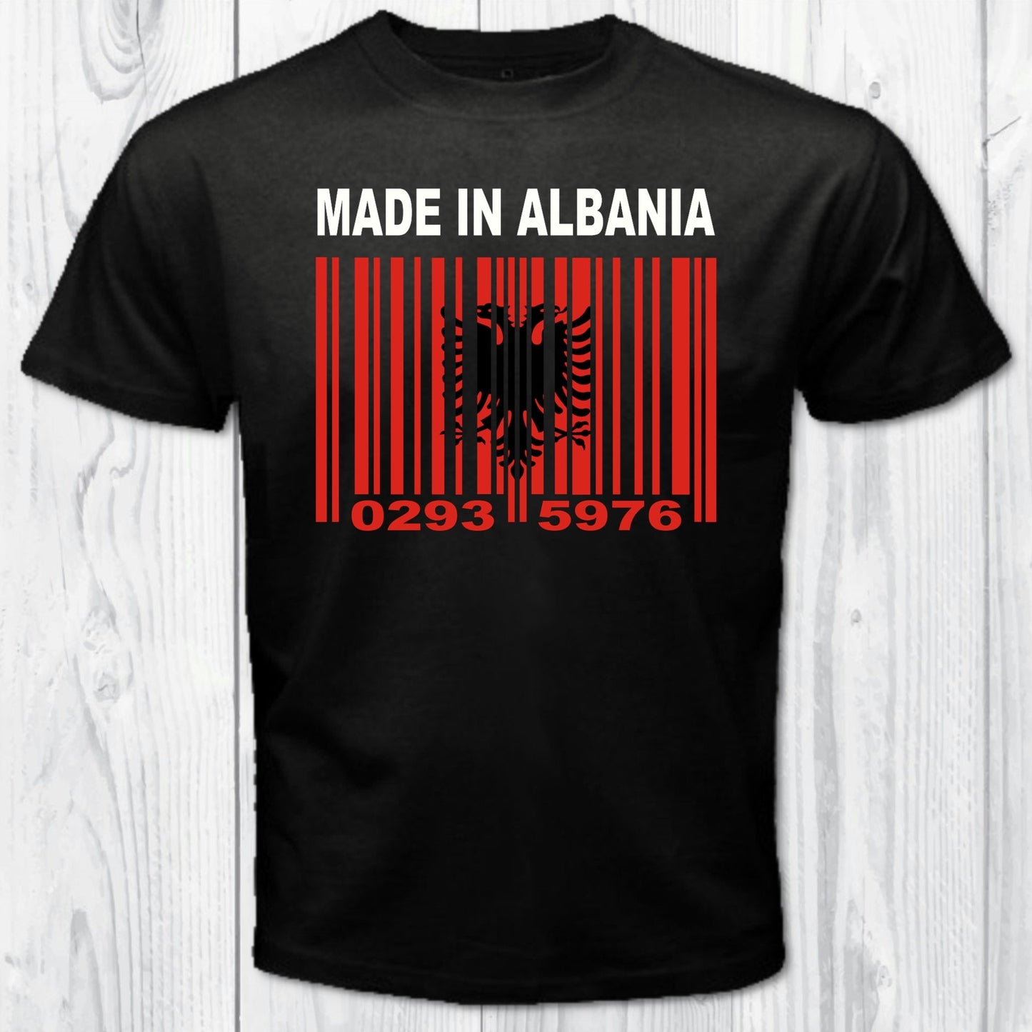 Made in Albania Barcode Flag Personalized T-shirt