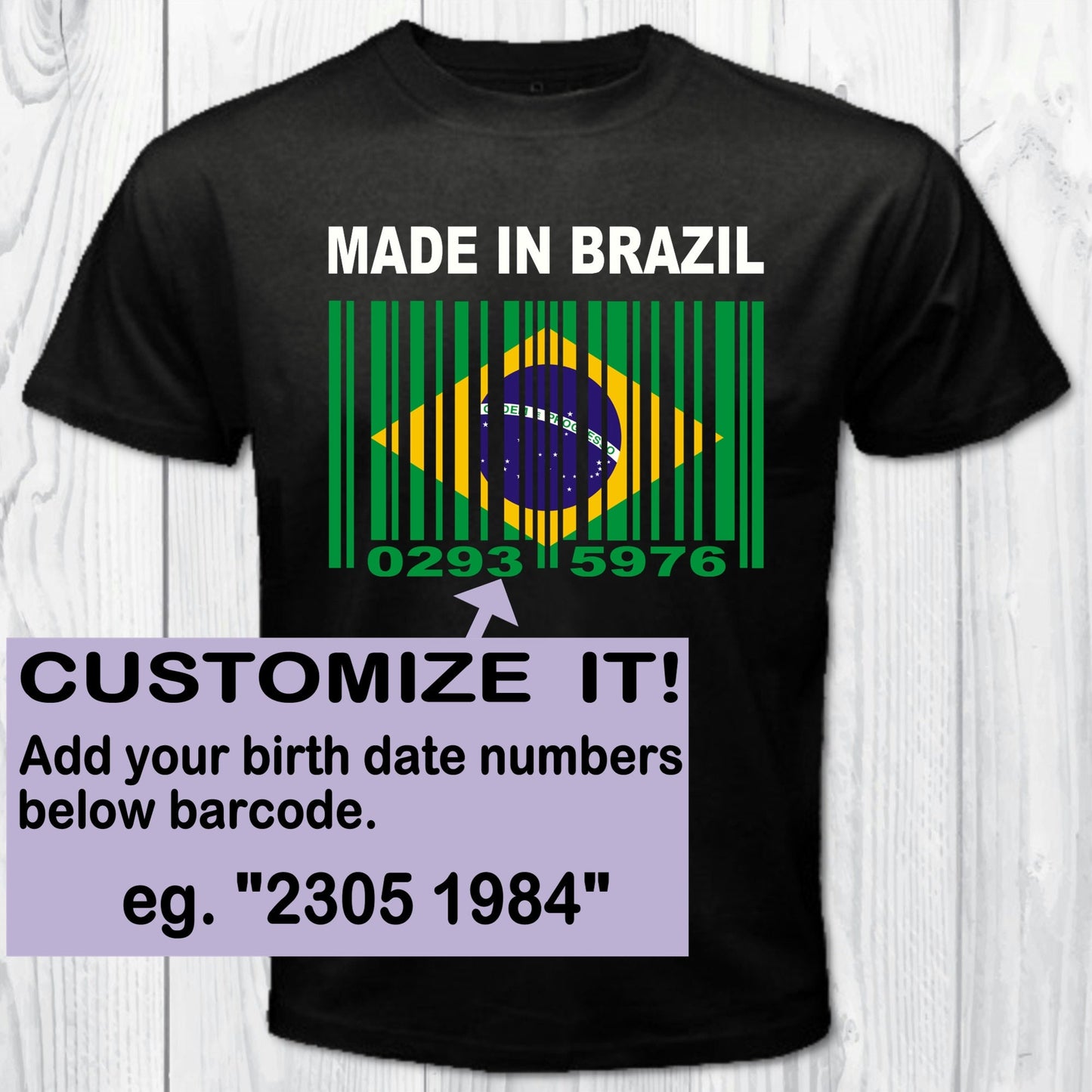 Made in Brazil Barcode Flag Personalized T-shirt