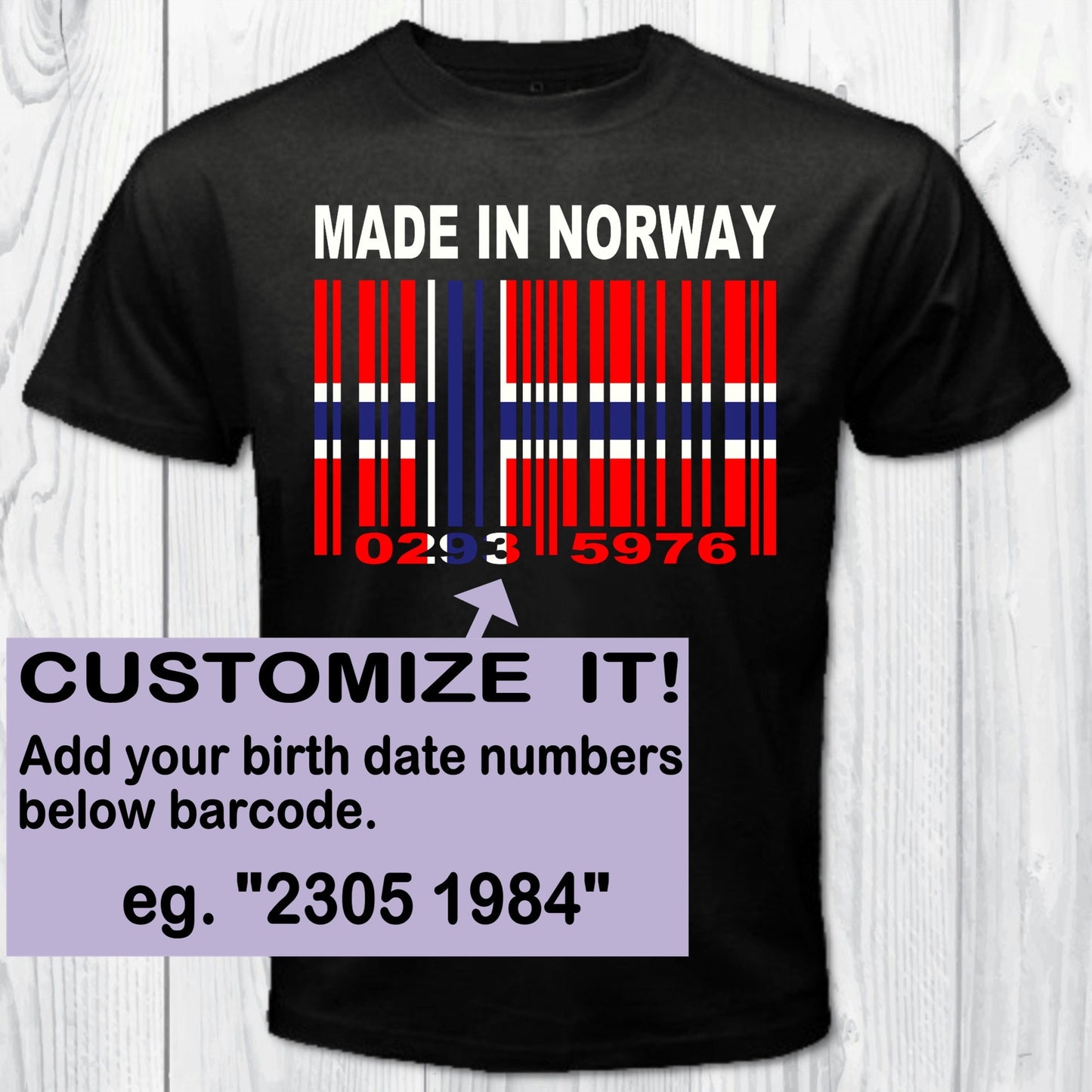 Made In Norway Barcode Flag Personalized T-shirt