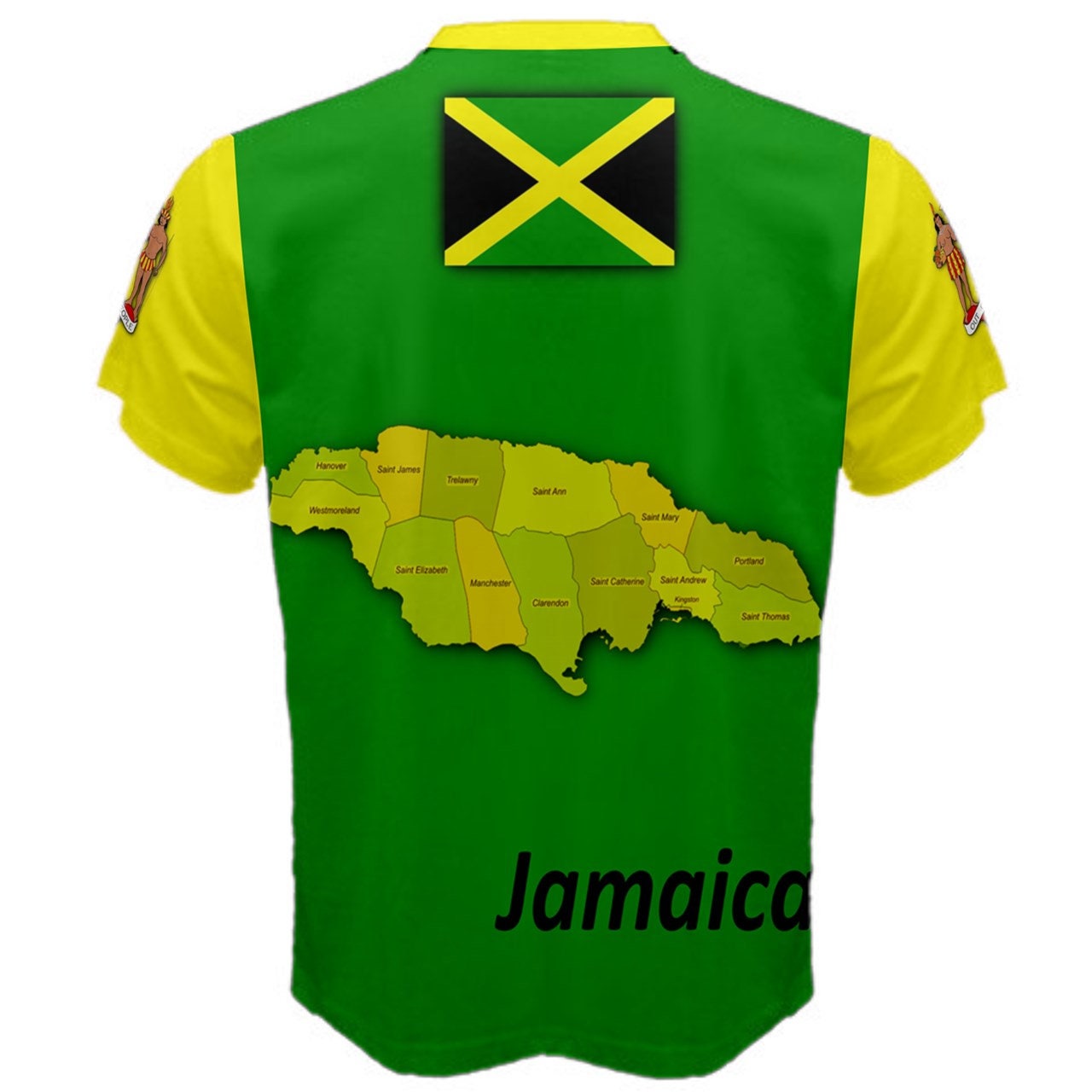 Jamaican Coat of Arms and Map Flag T-shirt