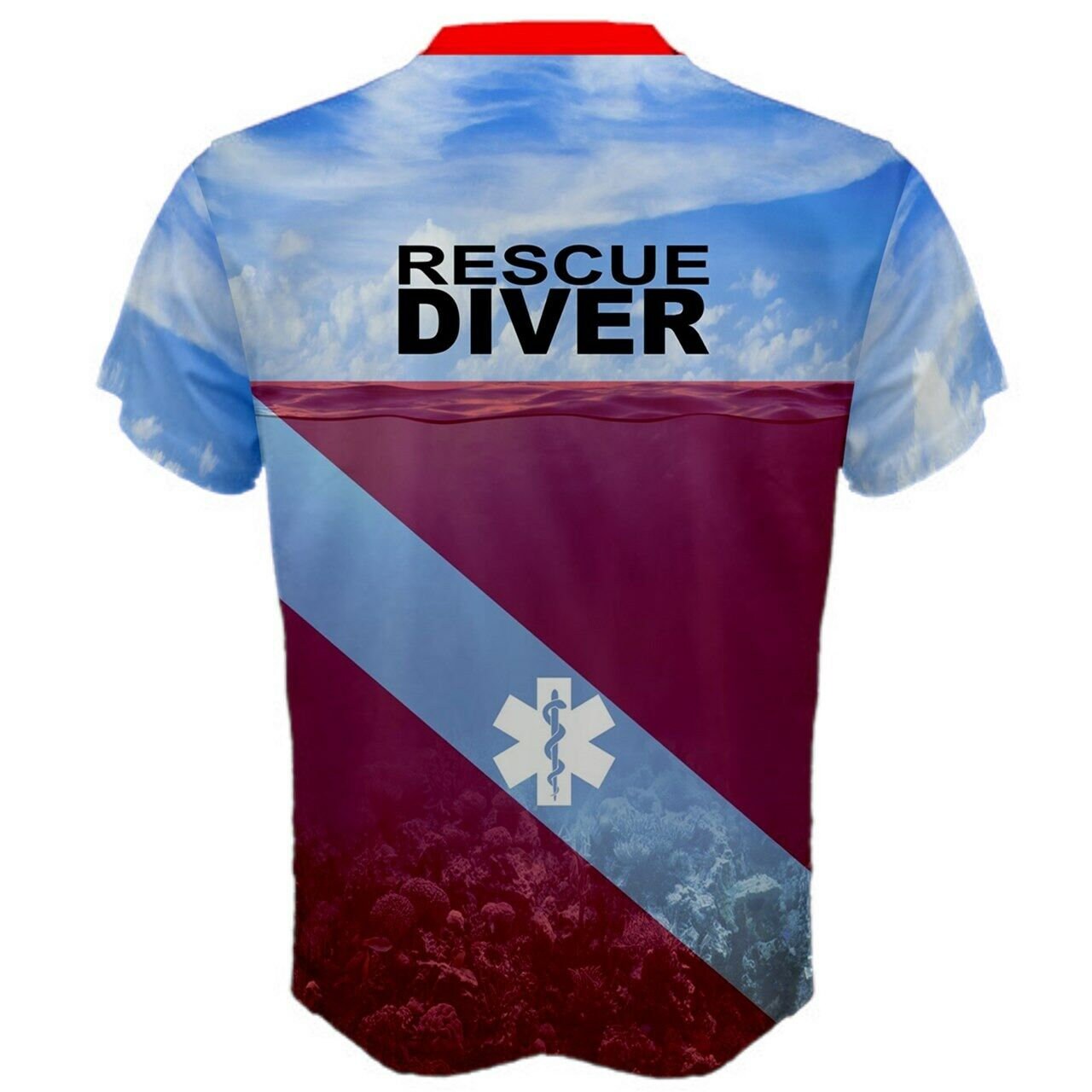 Rescue Diver Flag Ocean Water Unique Graphic T-shirt
