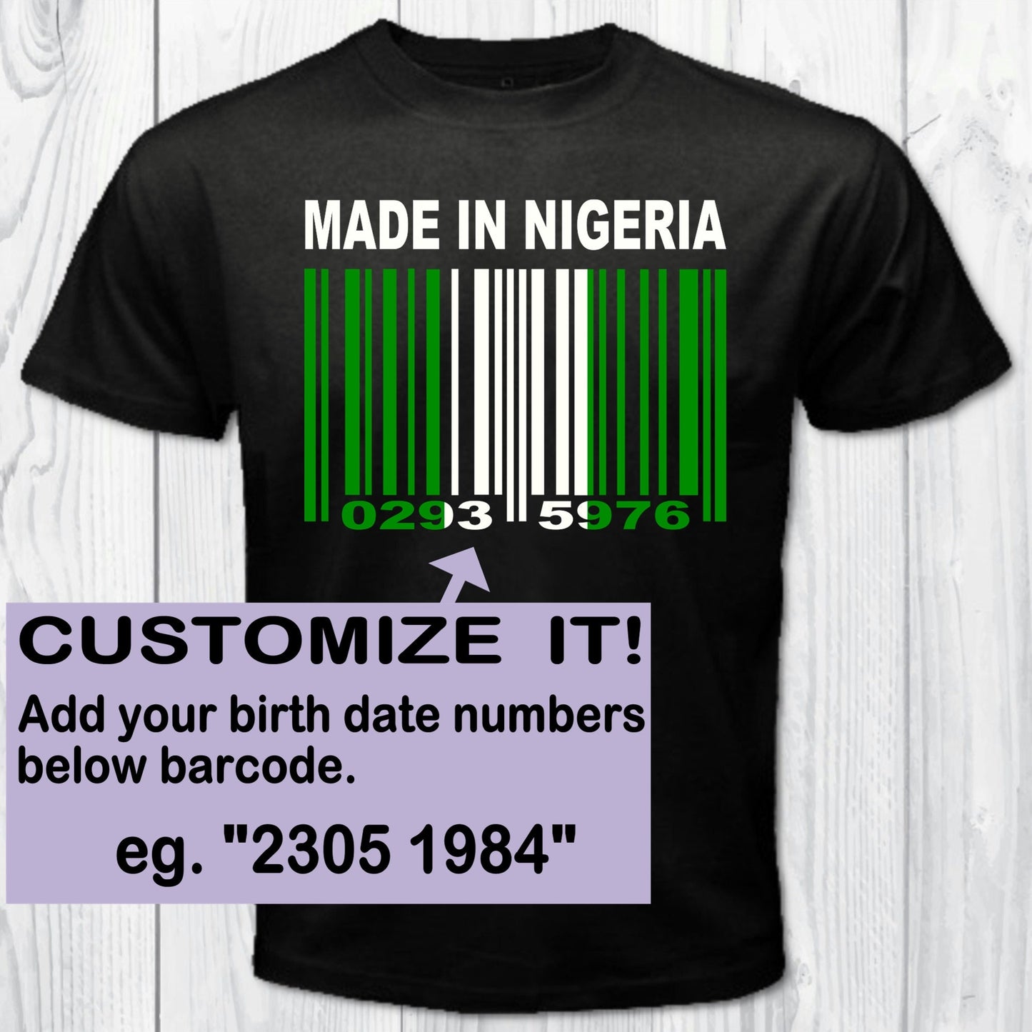 Made In Nigeria Barcode Flag Personalized T-shirt