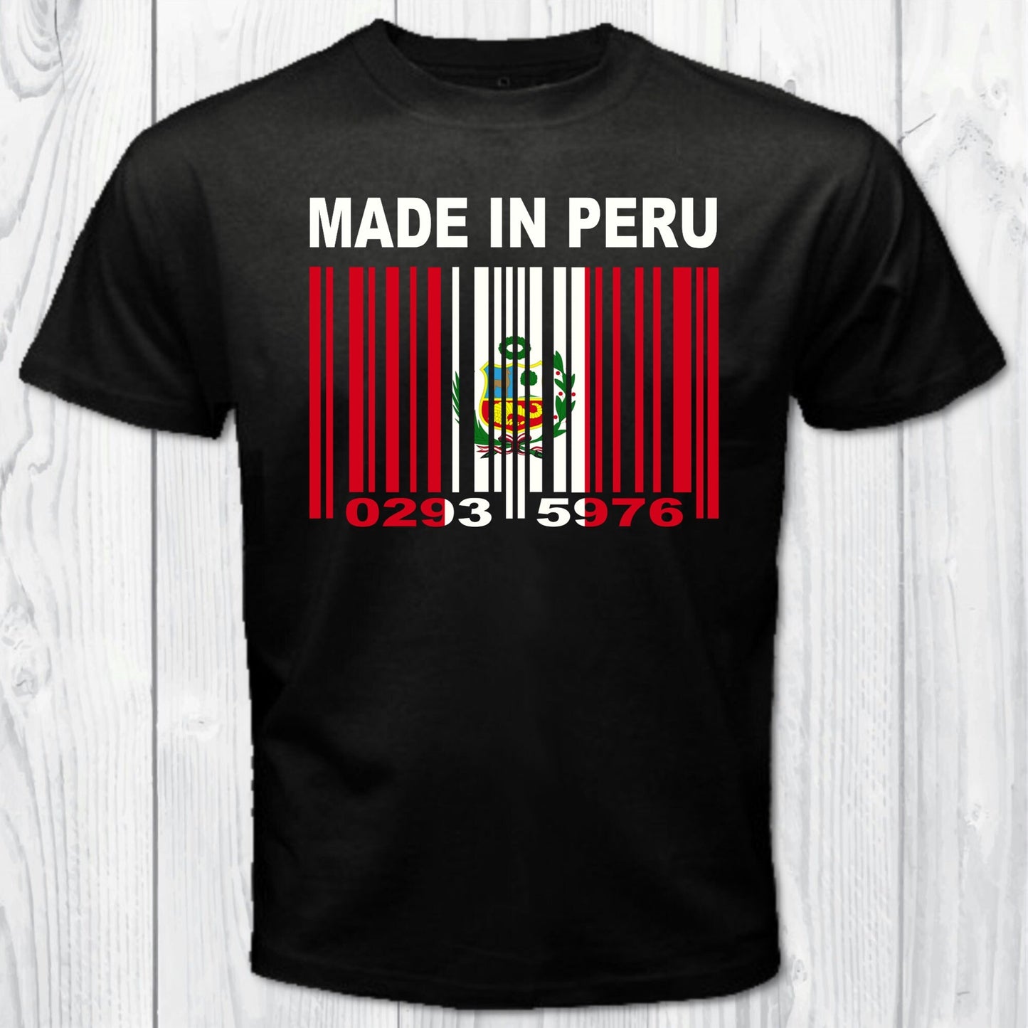 Made In Peru Barcode Flag Personalized T-shirt