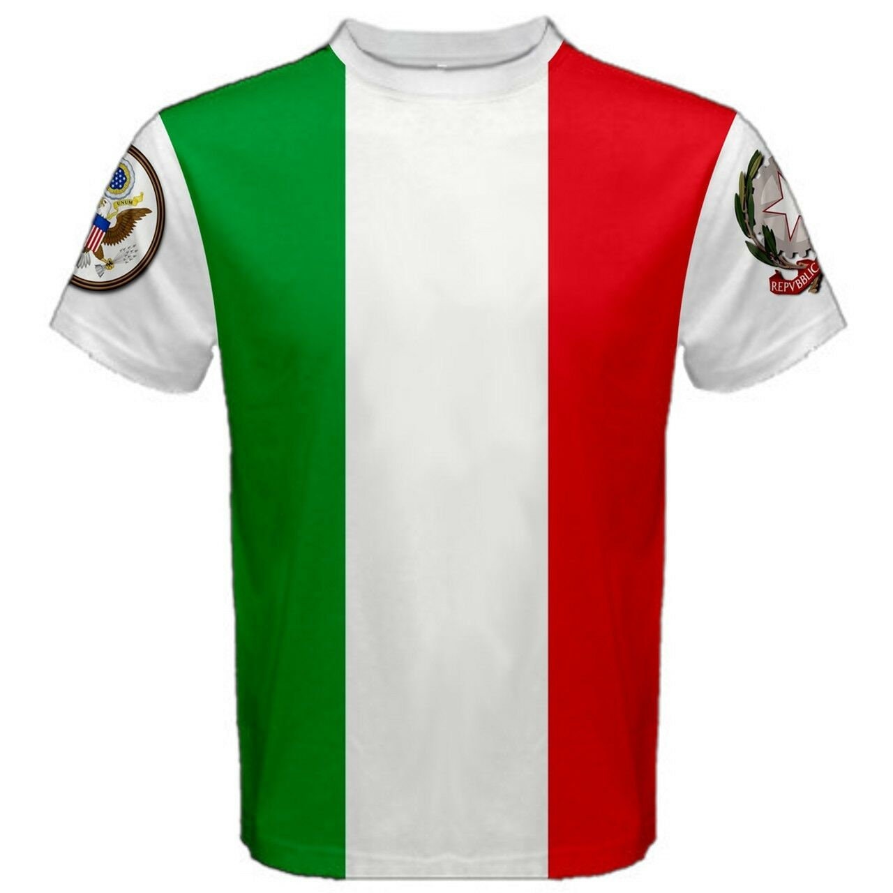 Italy/United States Multi Flag and Coat of Arms T-shirt