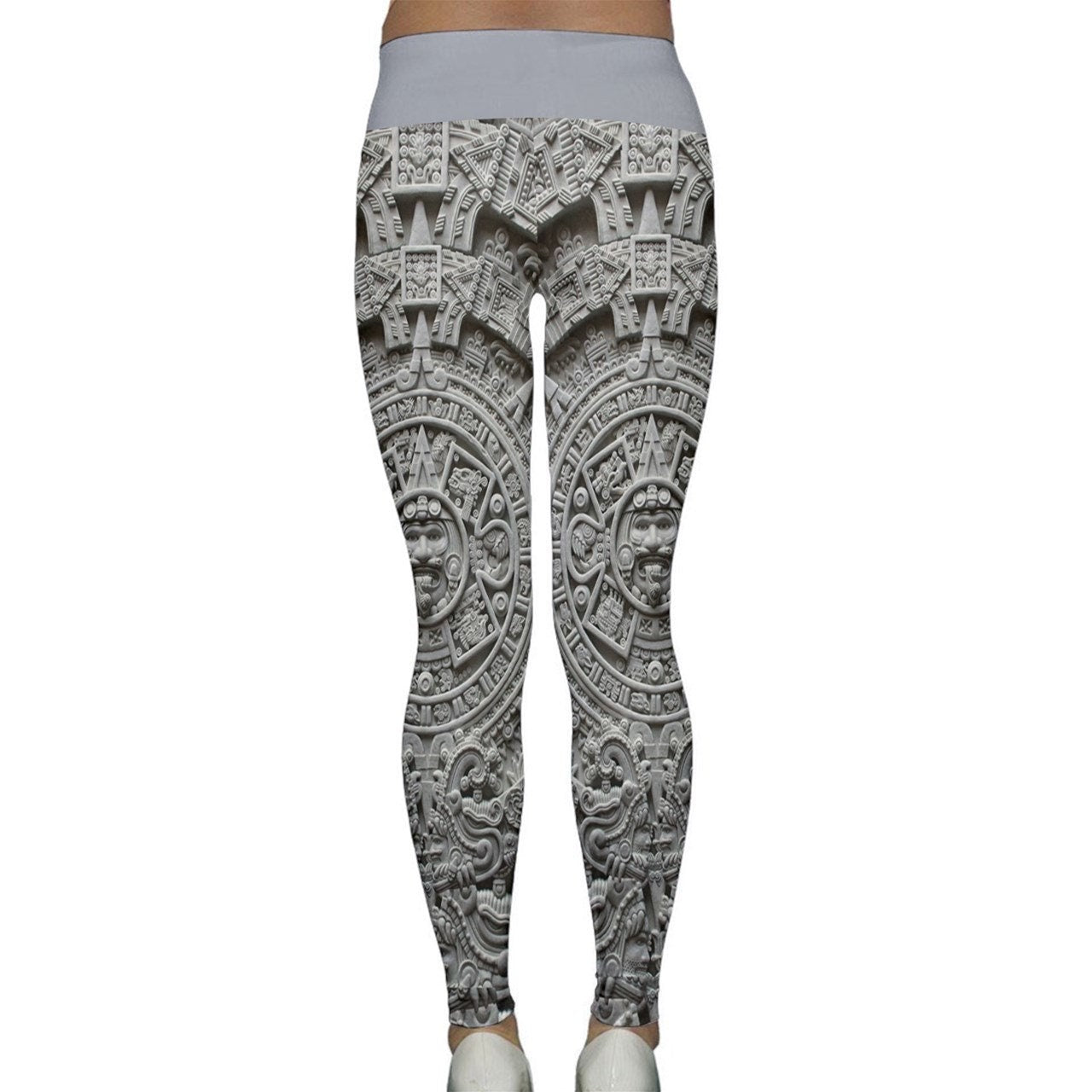 Mayan Sunstone Calendar Grey Leggings