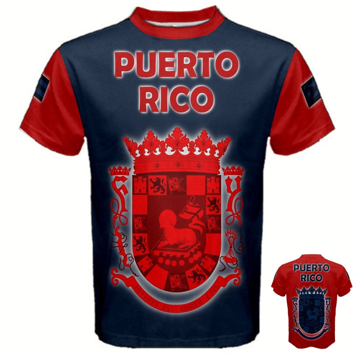 Puerto Rico Shodow Effect Flag Coat of Arms T-shirt