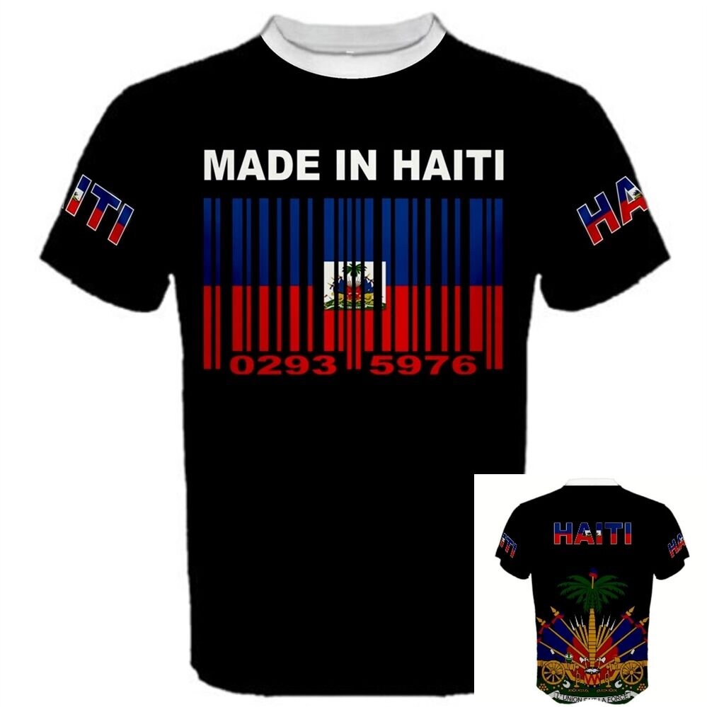 Made in Haiti National Coat of Arms Barcode Flag T-shirt