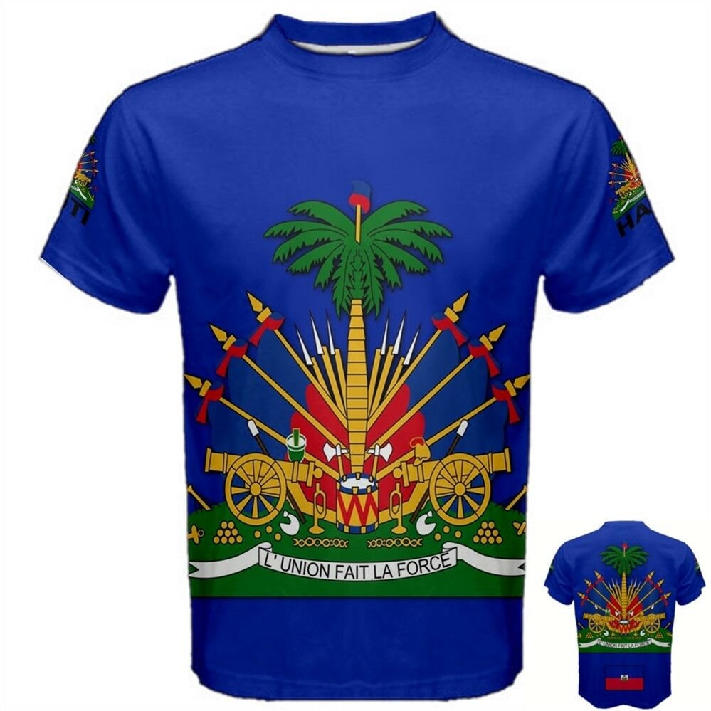 Haitian Flags Coat of Arms T-shirt Colors *Yellow White Red Blue Black
