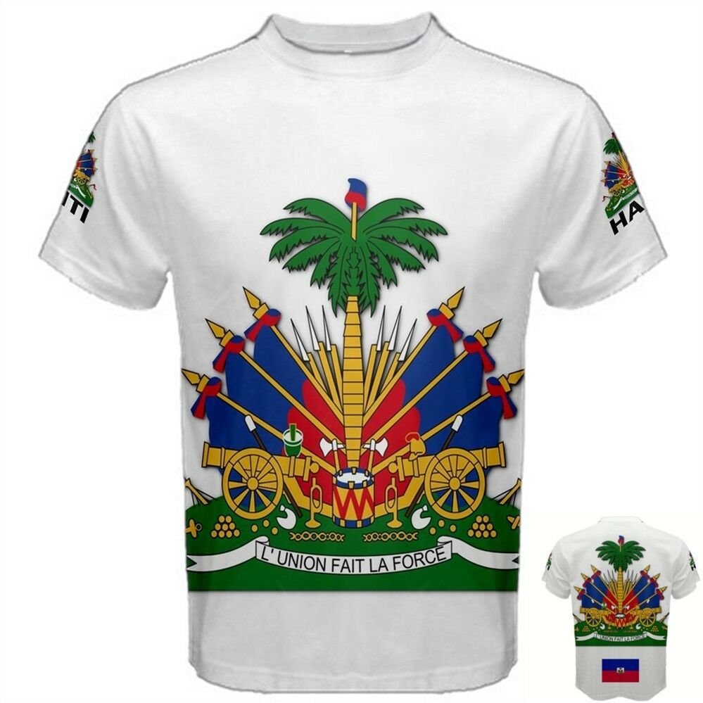 Haitian Flags Coat of Arms T-shirt Colors *Yellow White Red Blue Black