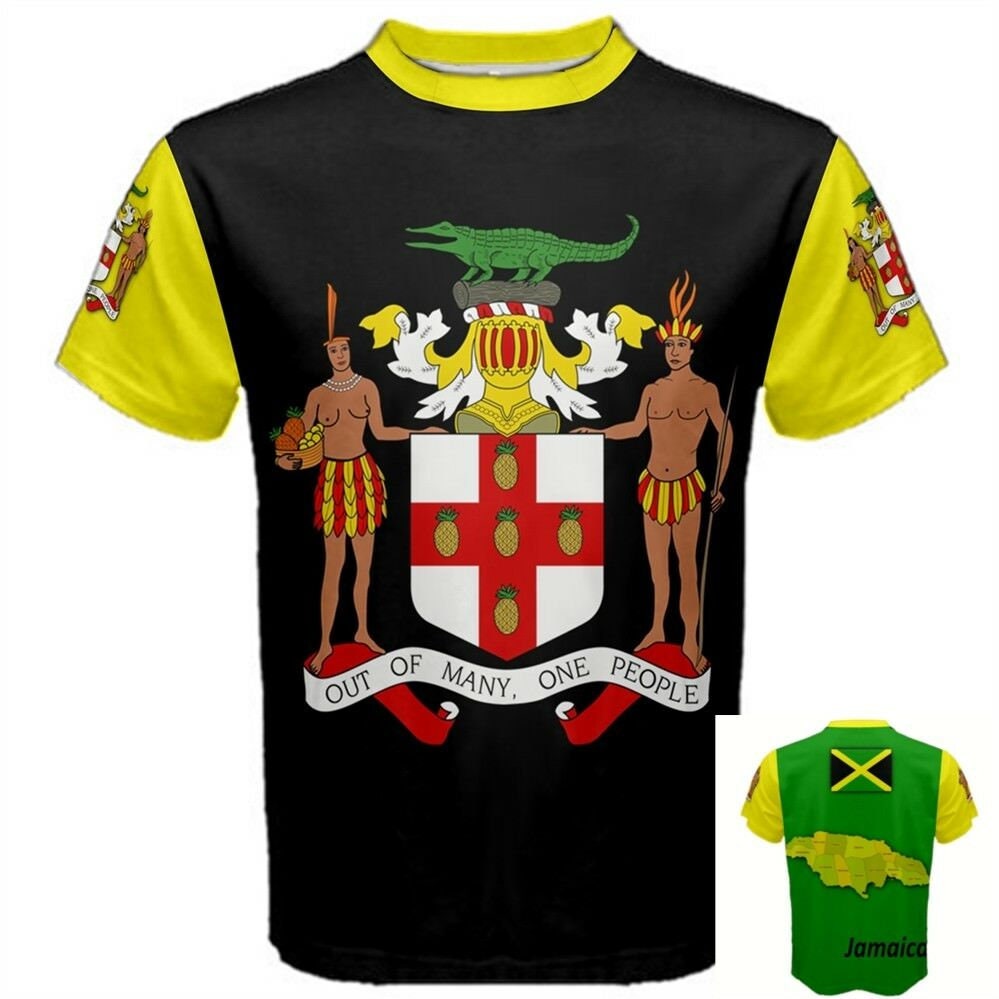 Jamaican Coat of Arms and Map Flag T-shirt