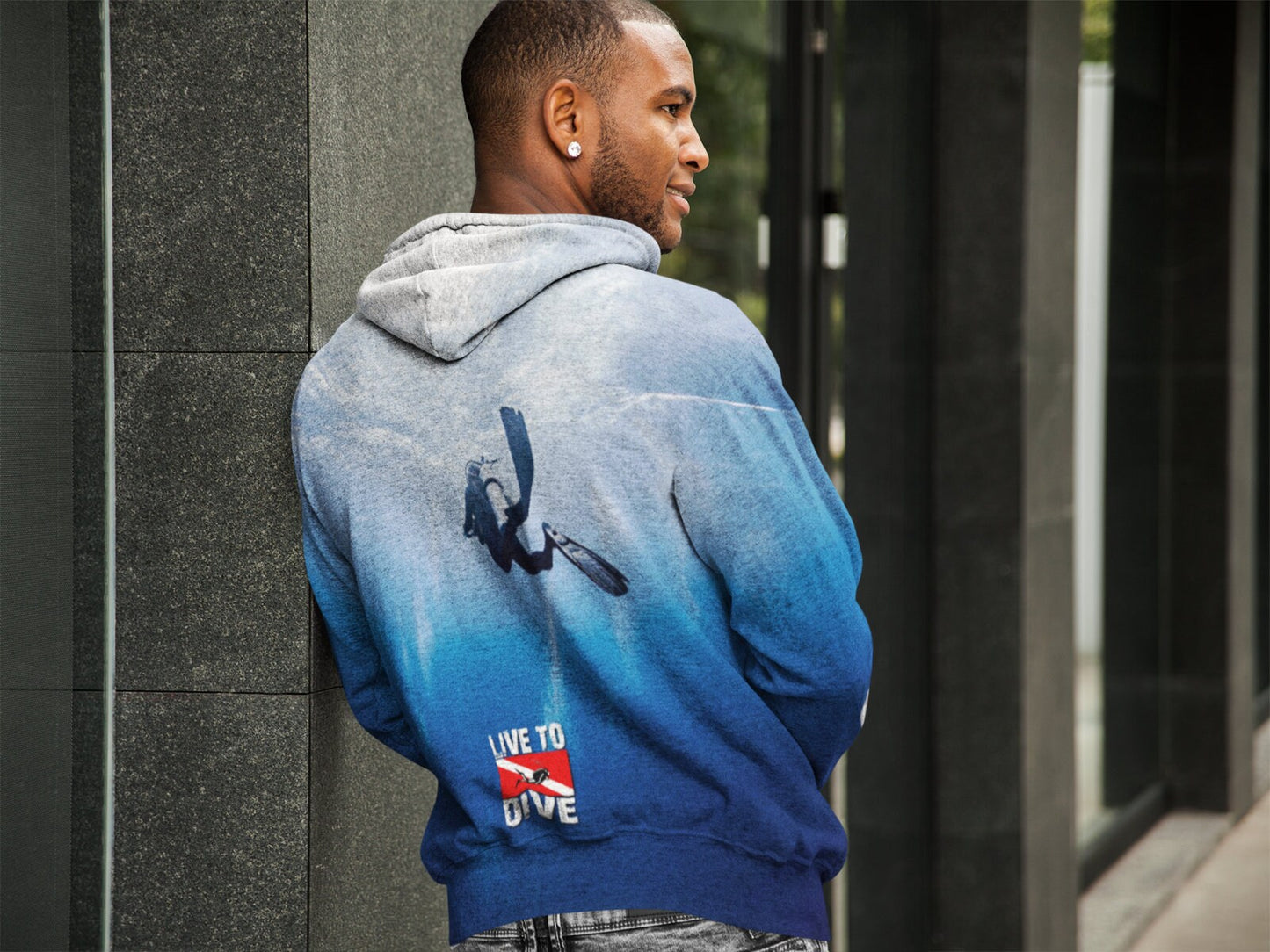 Live To Dive Deep Scuba Diver Pullover Hoodie
