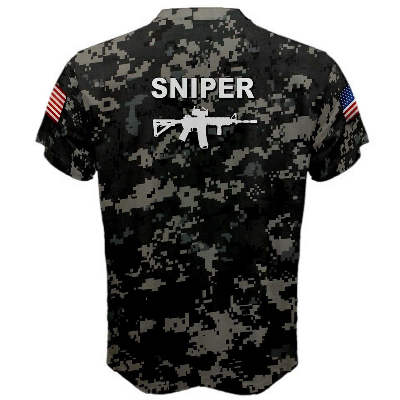 Sniper Rifle Crosshair Military Digital Camo T-shirt