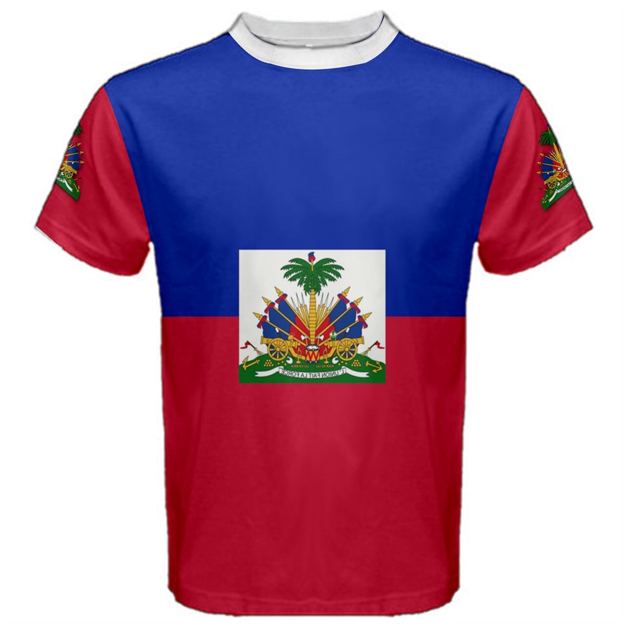 Haiti Double Sided Flag Coat of Arms Sleeves T-shirt