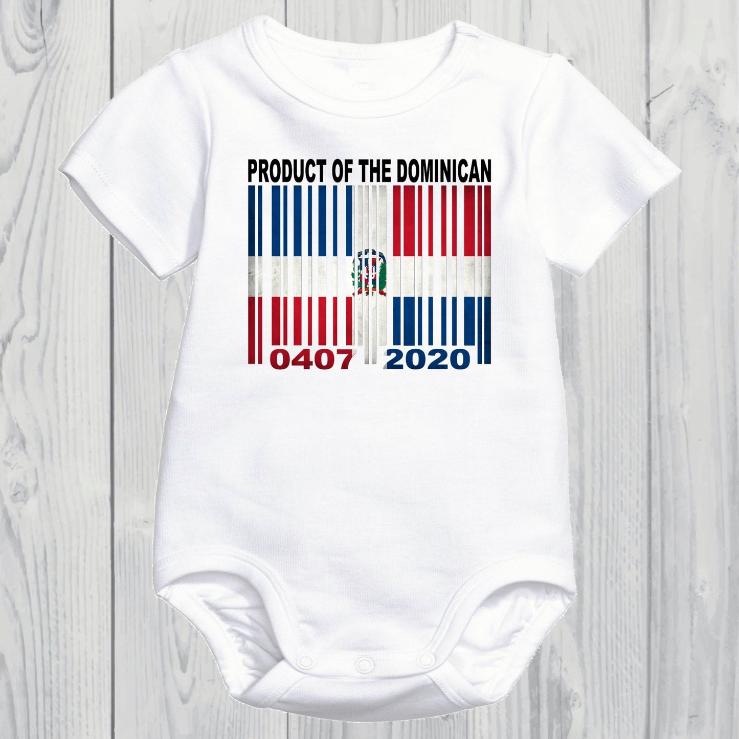 Product of the Dominican Newborn Baby Onesie With Custom Birth date