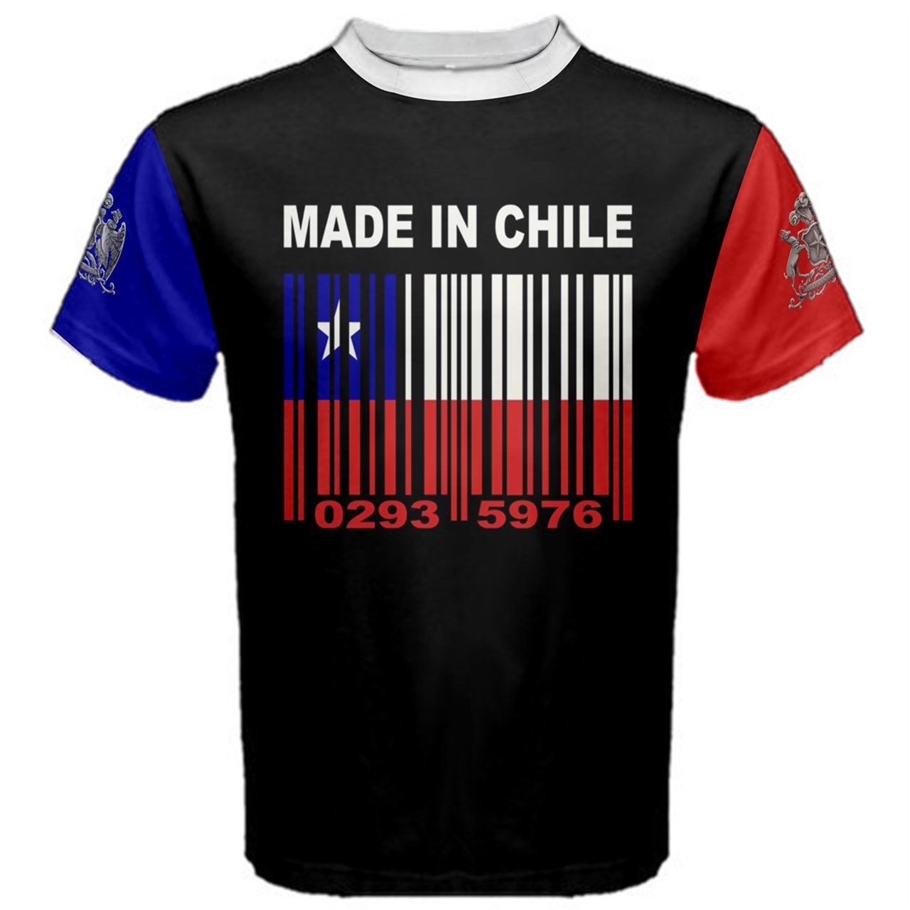 Made in Chile Chilean Coat of arms Santiago Barcode Flag T-Shirt