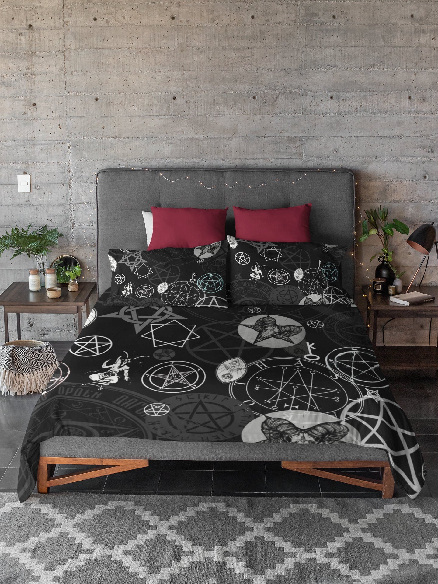 Occult Symbol Satanic Supernatural Witch Witchcraft Black Magic Duvet Cover Bed Set