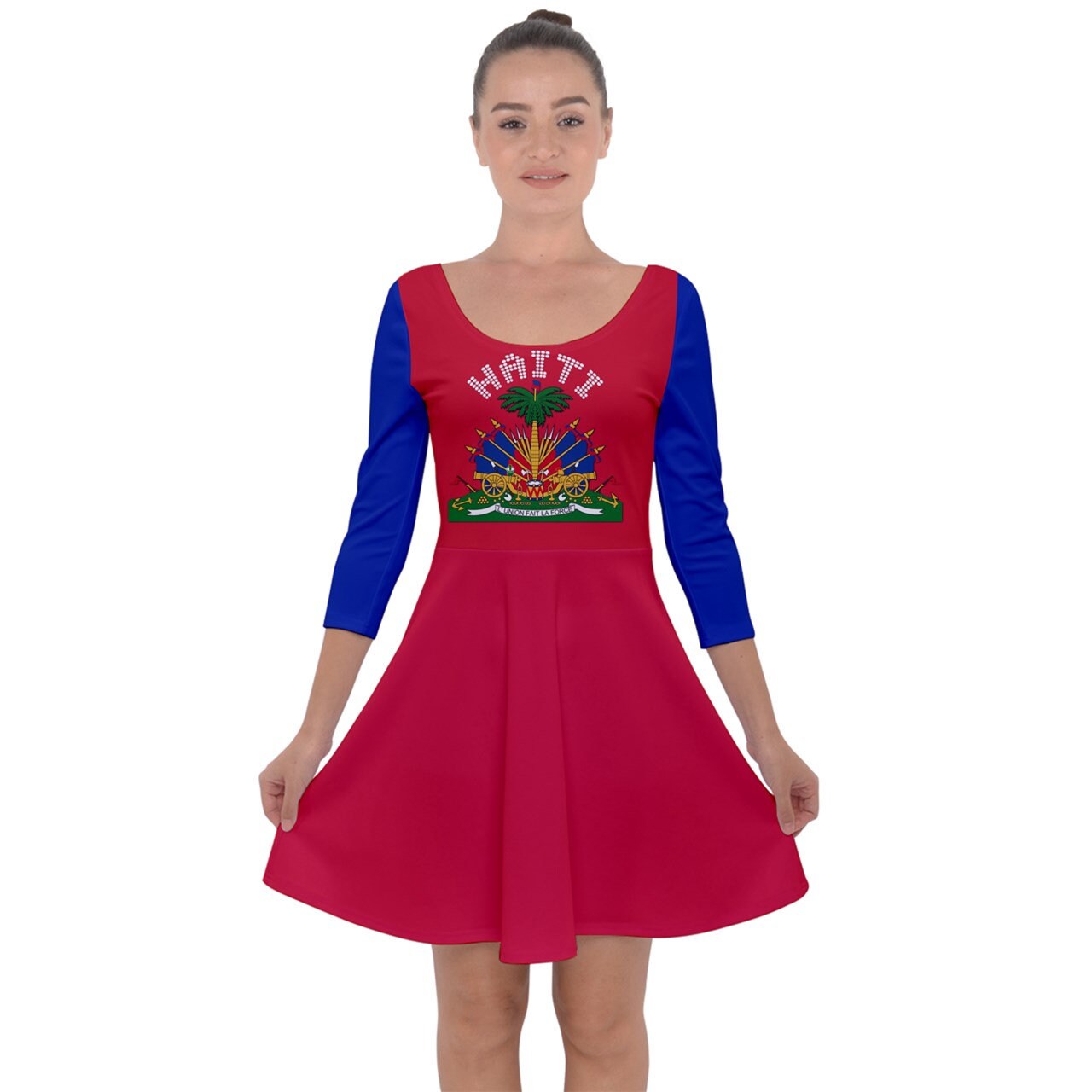 Haiti Coat of Arms Flag Girls Skater Dress *2 Styles Available