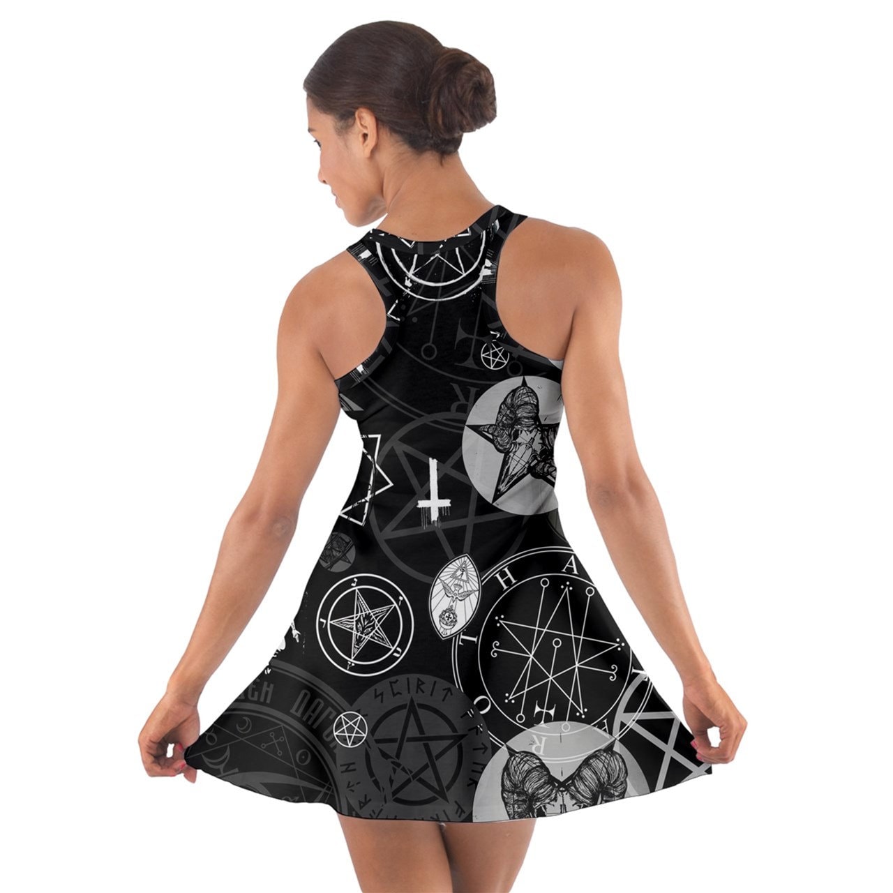 Occult Symbol Satanic Supernatural Witch Witchcraft Black Magic Racerback Sun Dress