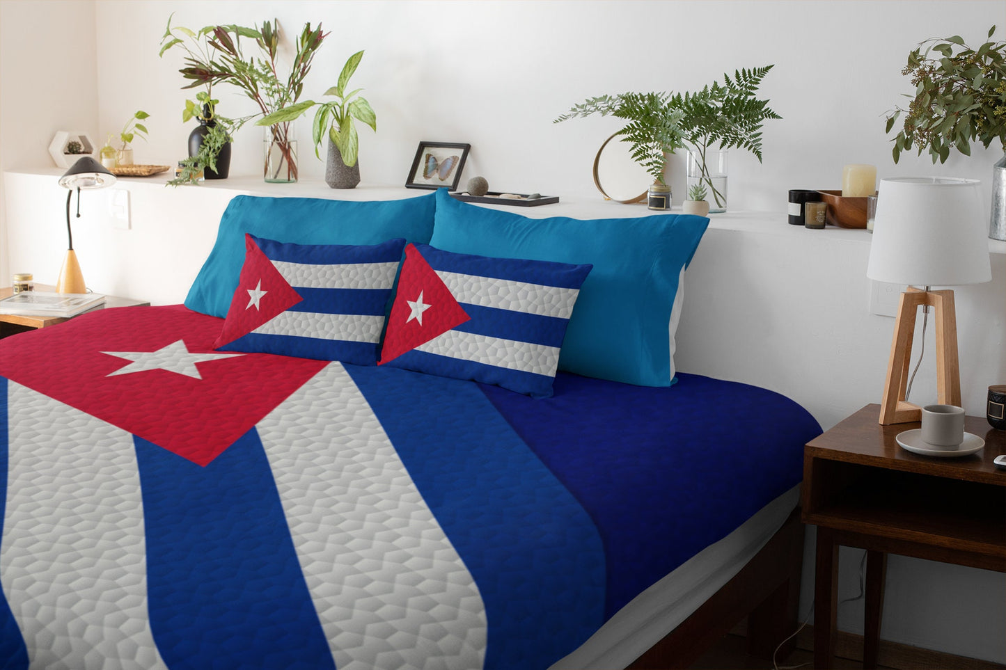 Cuba National Flag Duvet Cover & 2 Matching Pillow Cases Bed Set