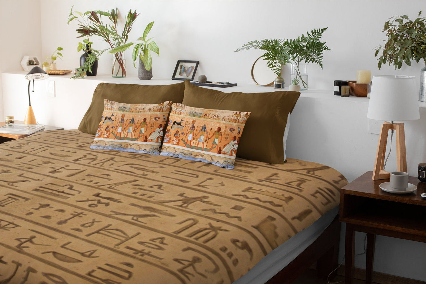 Egypt Hieroglyphics Duvet Cover & 2 Matching Pillow Cases Bed Set