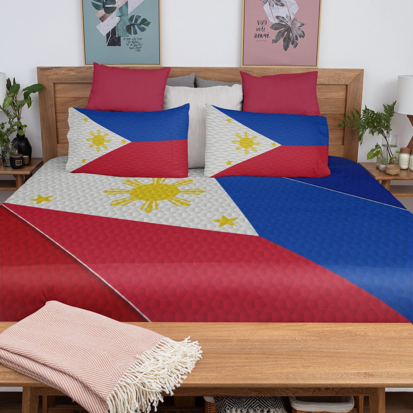 The Philippines National Flag Duvet Cover & 2 Matching Pillow Cases Bed Set