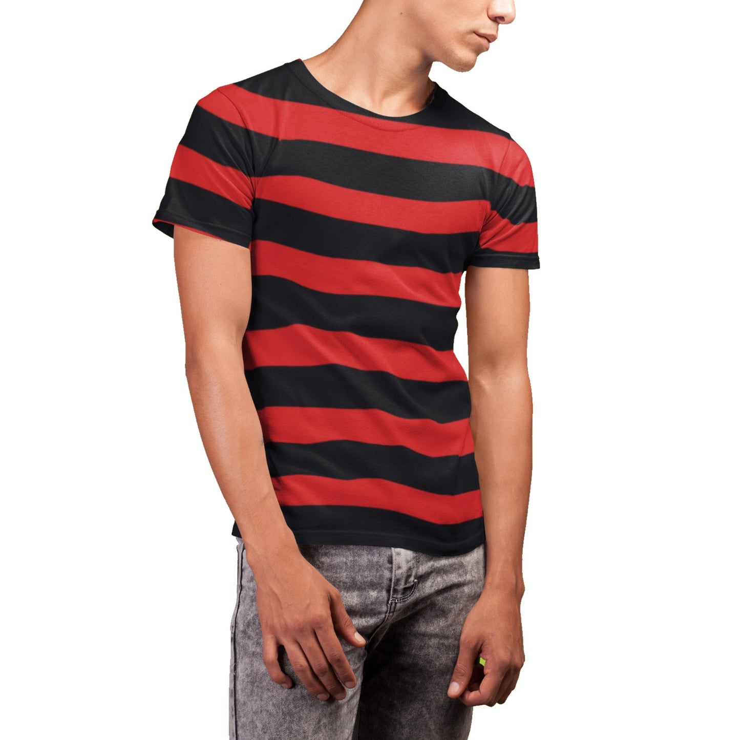 Black an Red Stripes Trendy Men's T-shirt