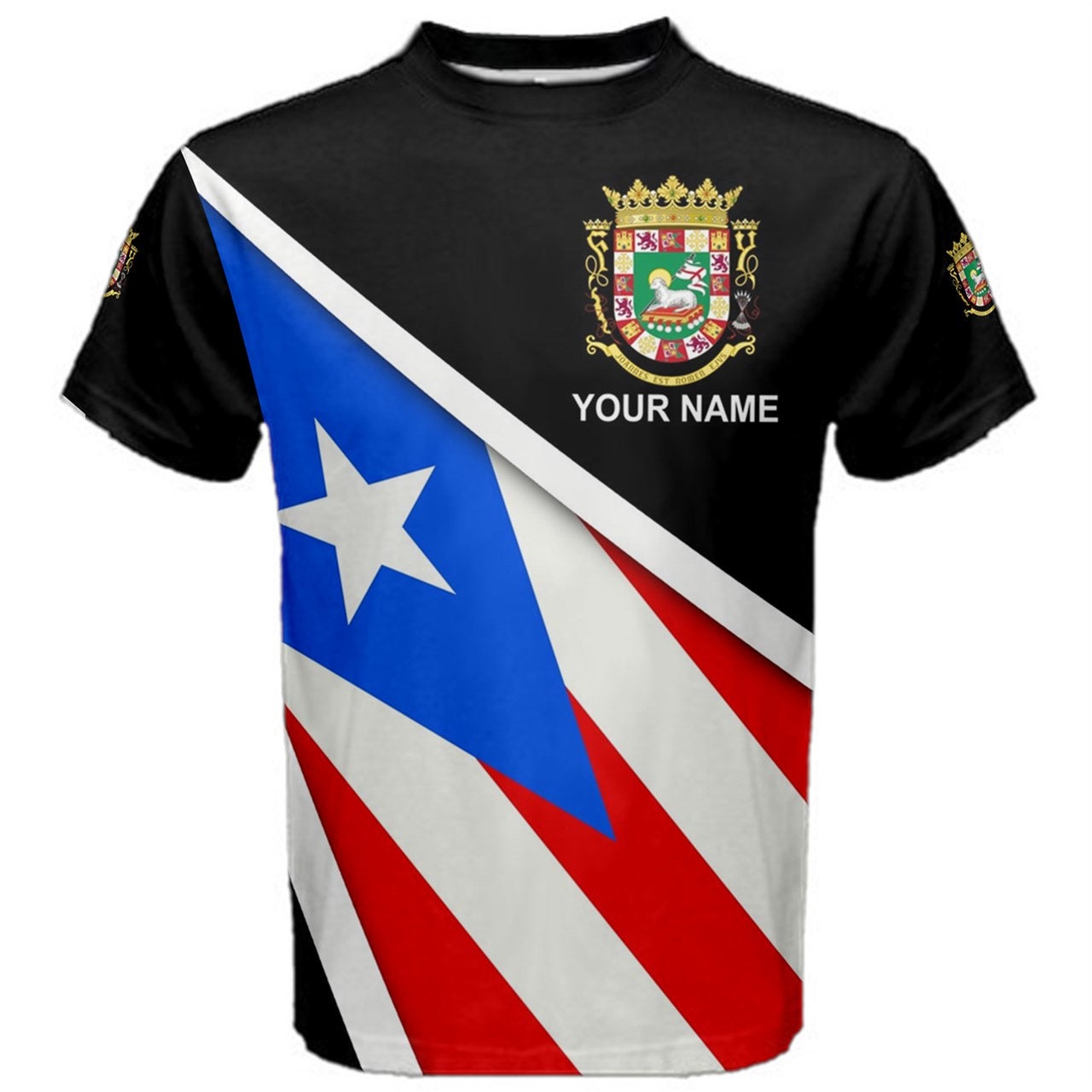 Custom Name Puerto Rico Coat of Arms Flag T-shirt