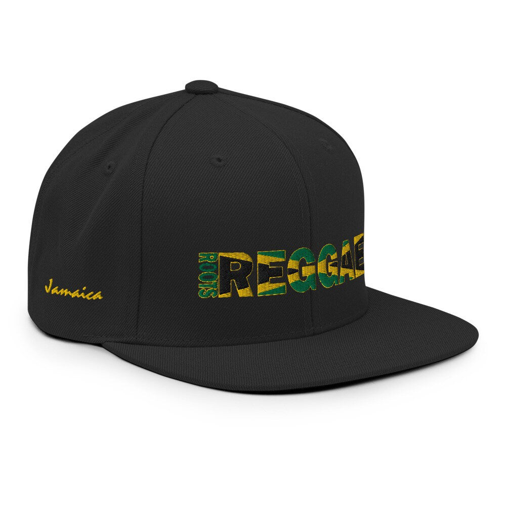 Roots Reggae Rub a Dub Jamaican Flag Embroidered Snapback Hat