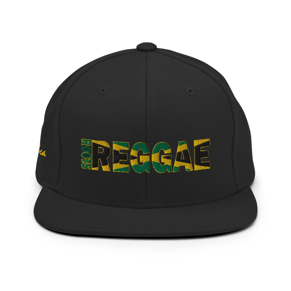 Roots Reggae Rub a Dub Jamaican Flag Embroidered Snapback Hat