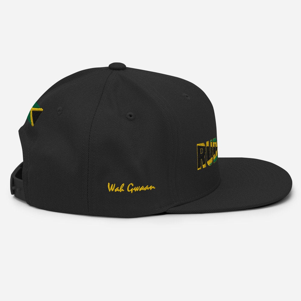 RUDEBWOY Jamaican Flag Wah Gaan Black or Camo Green Snapback Hat