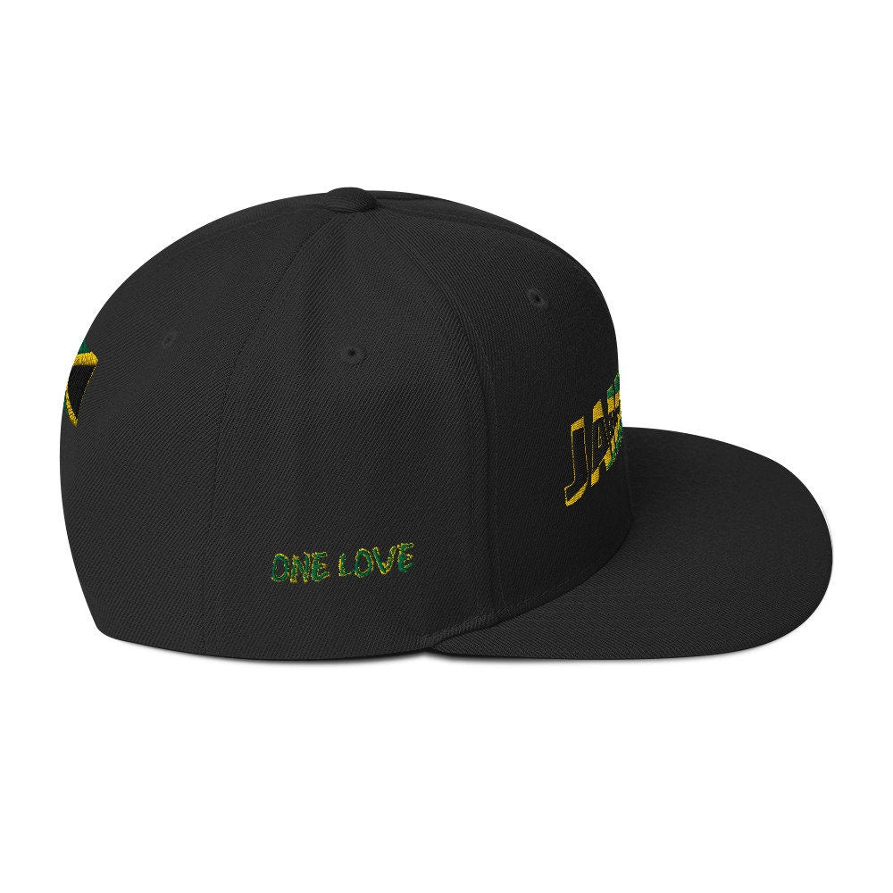 JAMDOWN Jamaican Flag Green Camo or Black Snapback Hat