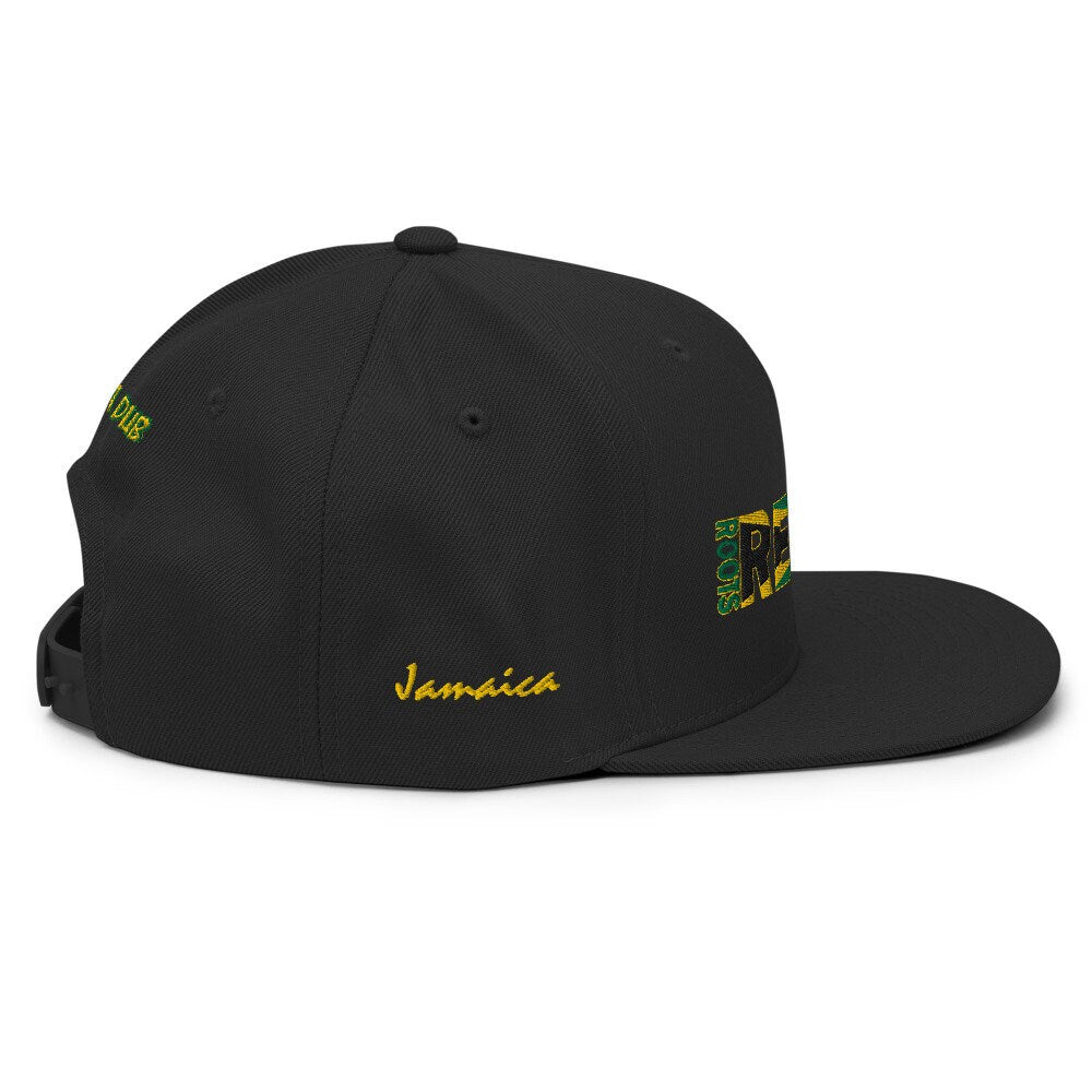 Roots Reggae Rub a Dub Jamaican Flag Embroidered Snapback Hat