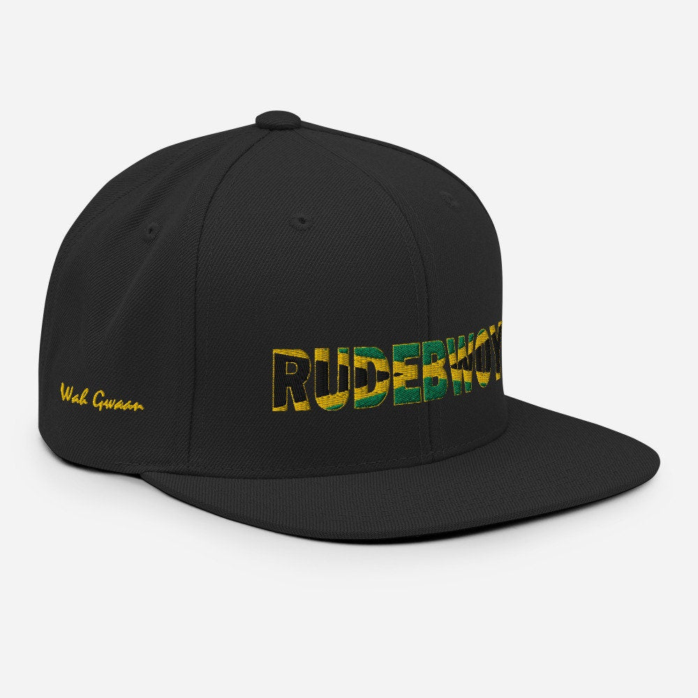 RUDEBWOY Jamaican Flag Wah Gaan Black or Camo Green Snapback Hat