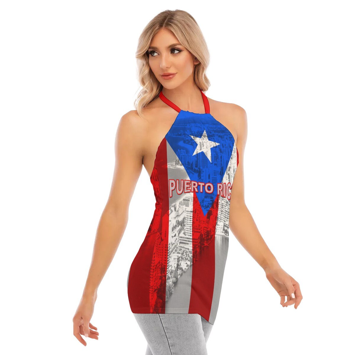 Puerto Rico Country Flag Women's Halter Cami Dress
