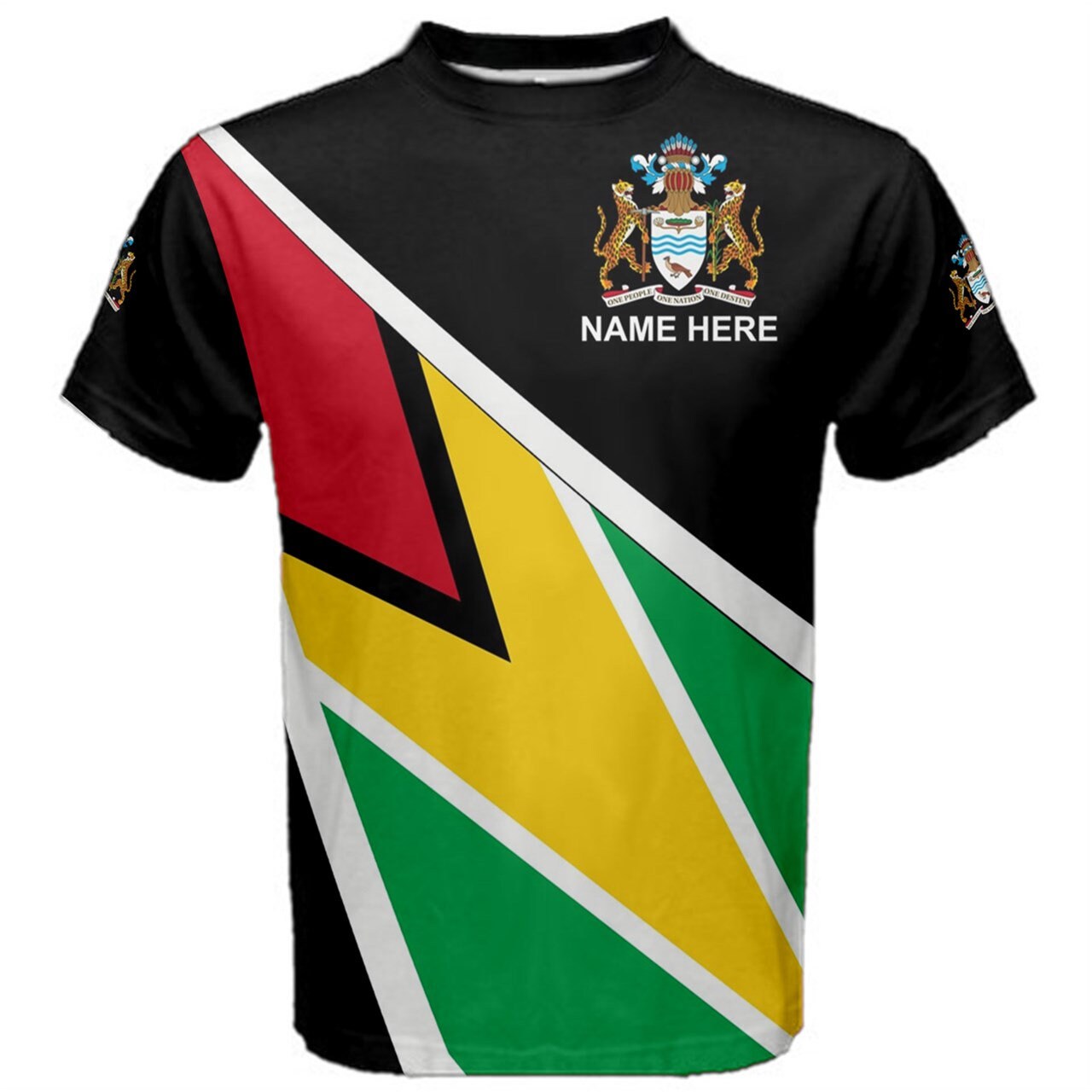 Custom Name Guyana Guyanese Coat of Arms Flag T-shirt