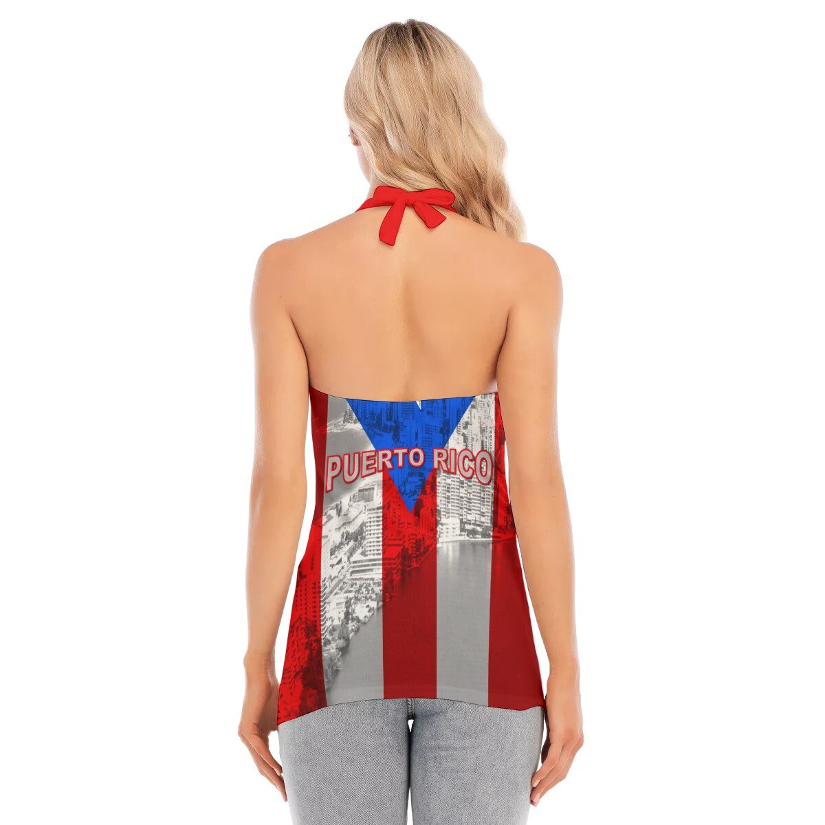 Puerto Rico Country Flag Women's Halter Cami Dress