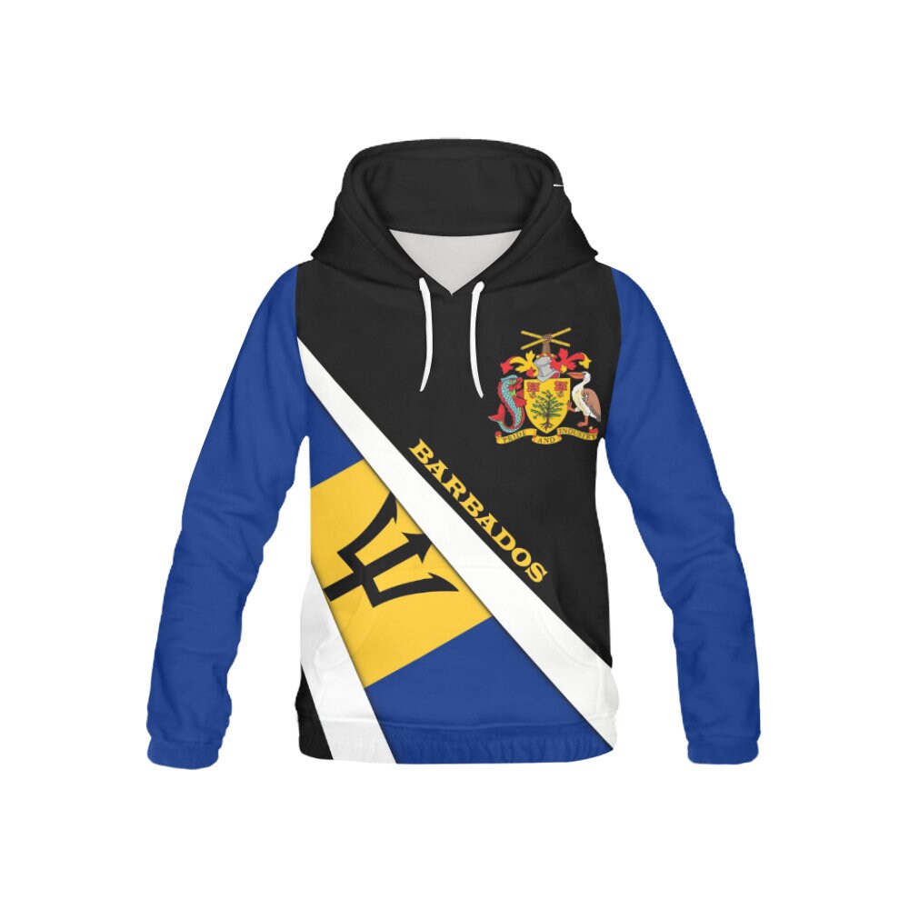 Barbados Flag Coat of Arms Pullover Mens Hoodie
