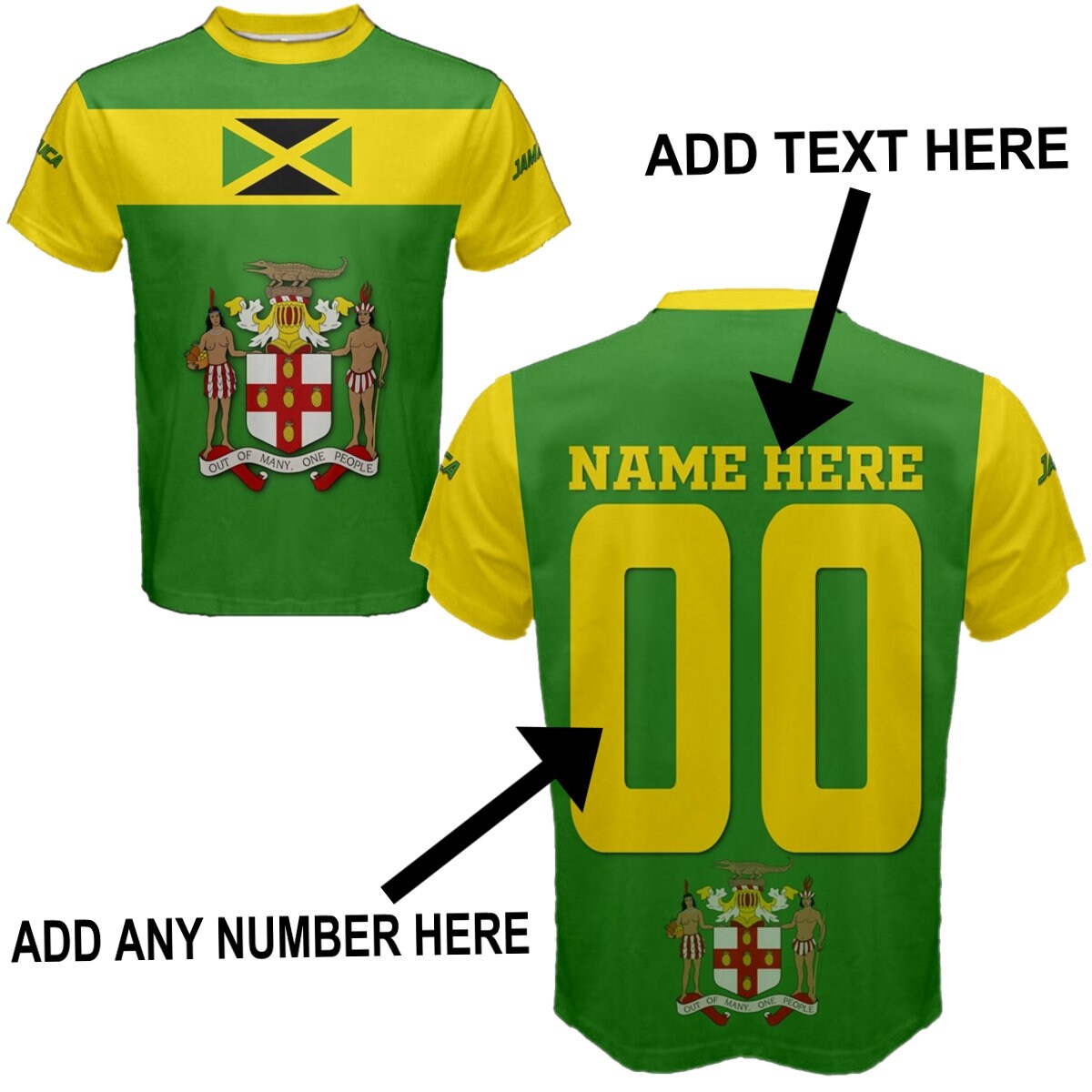 Custom Jersey Number And Name Jamaica Flag T-shirt