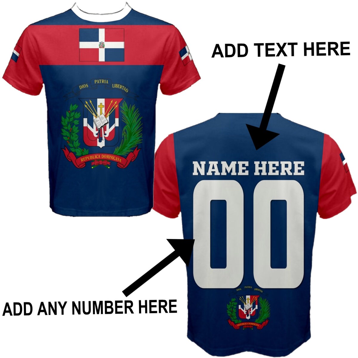Dominican Republic Jersey Numbers And Name Flag T-shirt