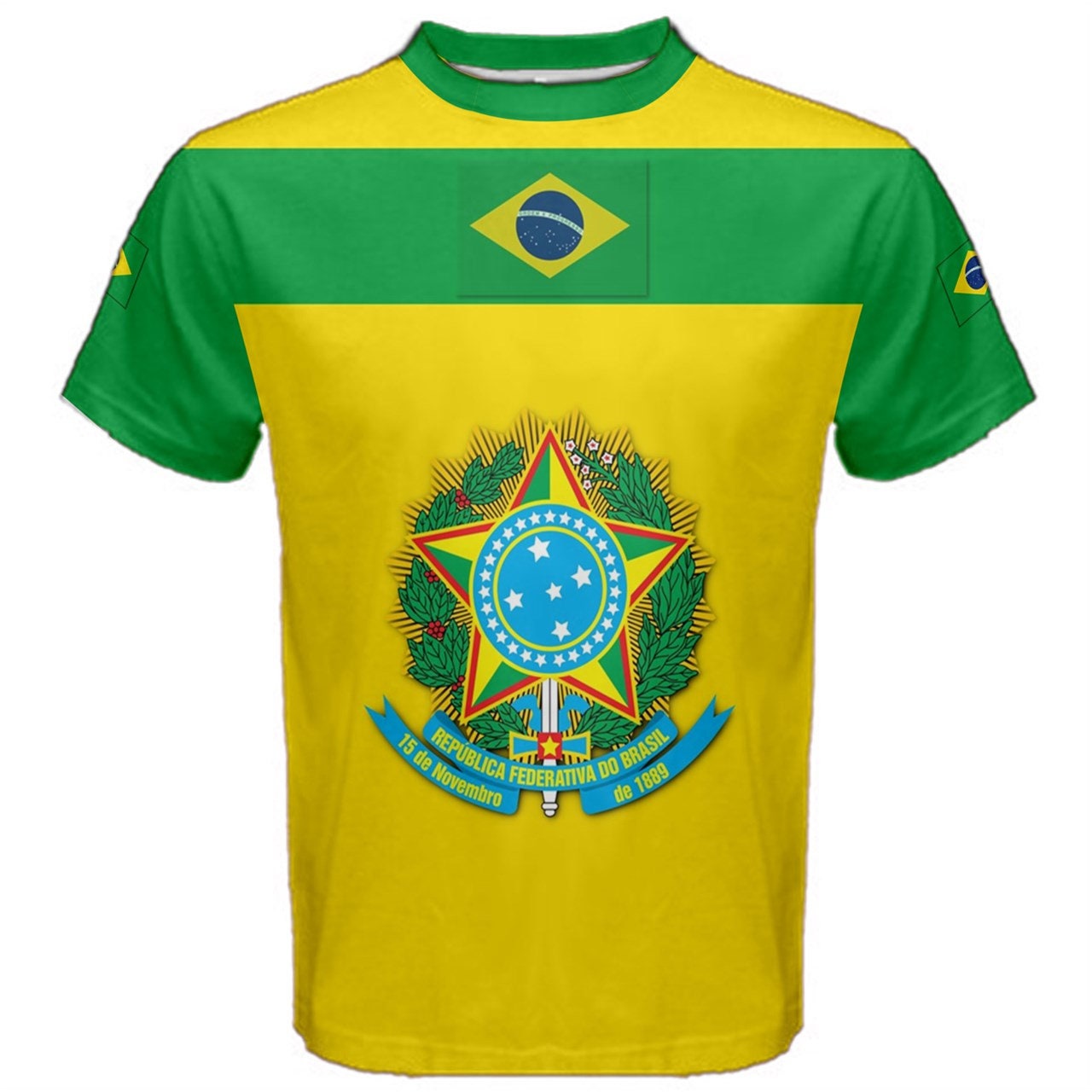 Brazil Custom Number Name Jersey Flag T-shirt