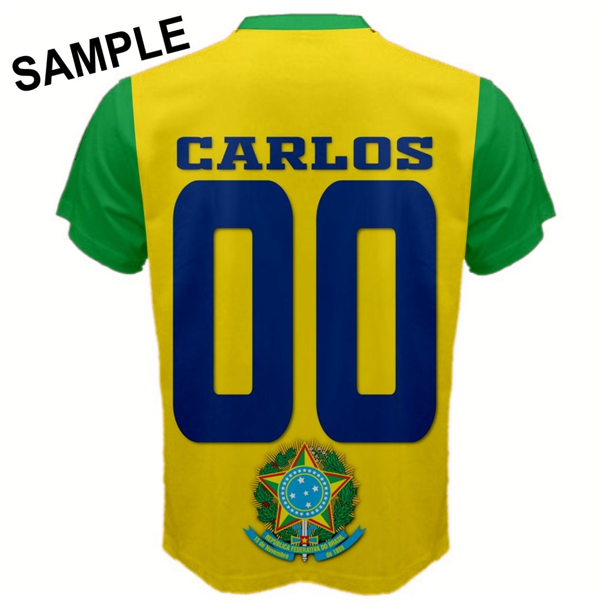 Brazil Custom Number Name Jersey Flag T-shirt