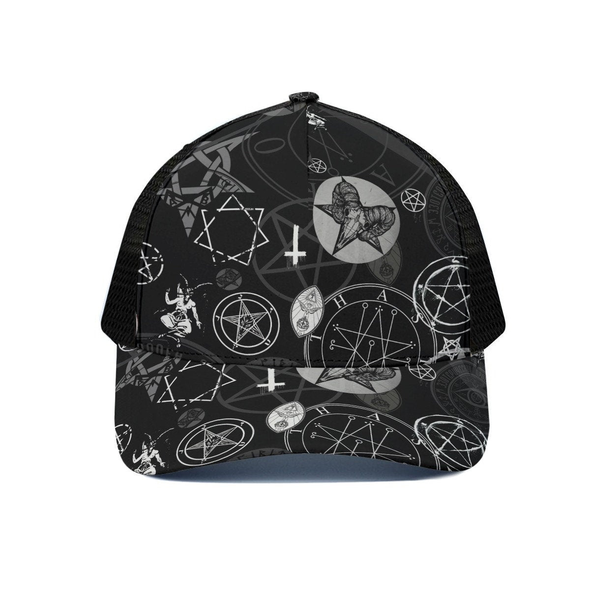 Occult Symbol Satanic Witchcraft Unisex Peaked Cap With Black Half-mesh
