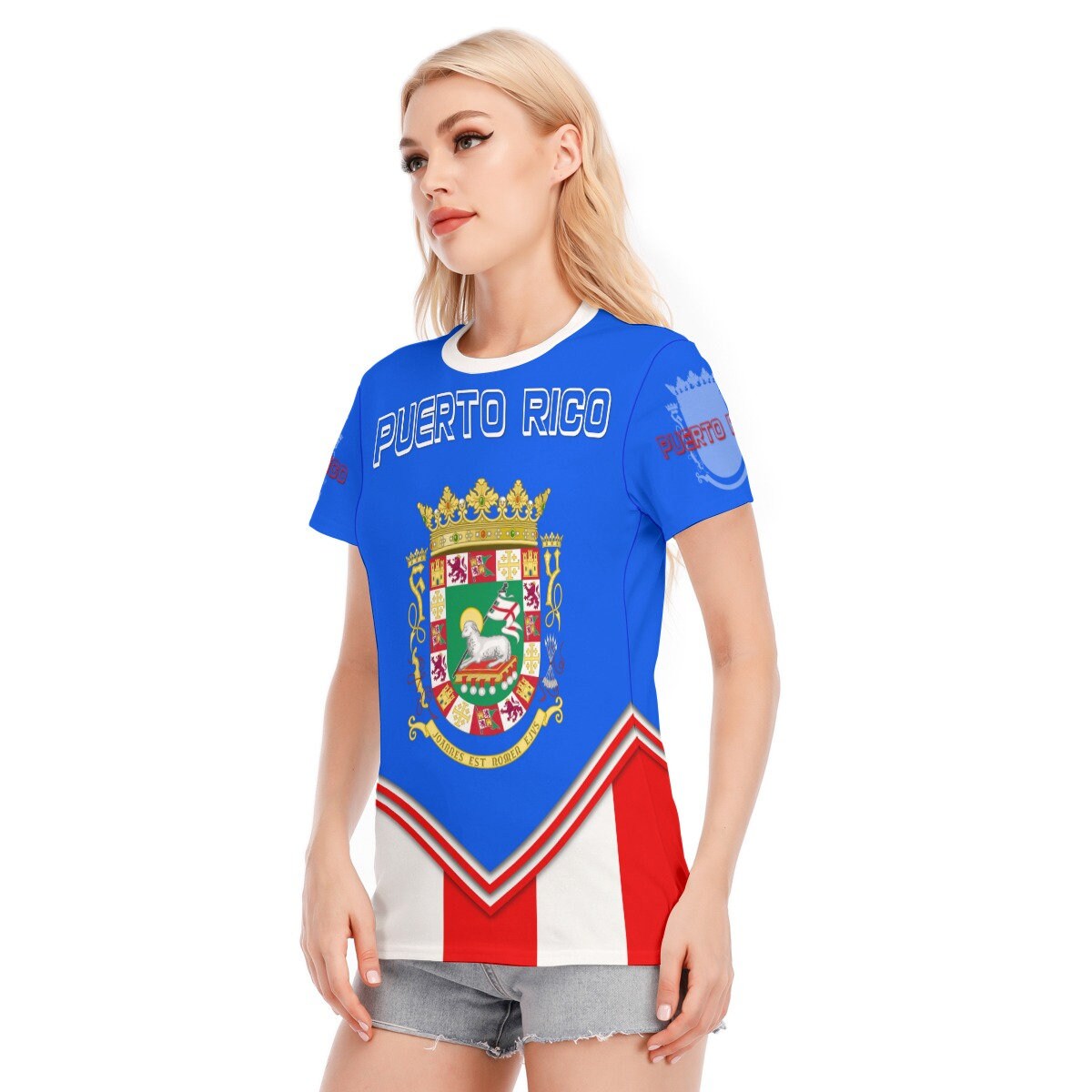 Puerto Rico Crest Women's Round Neck Cotton T-Shirt