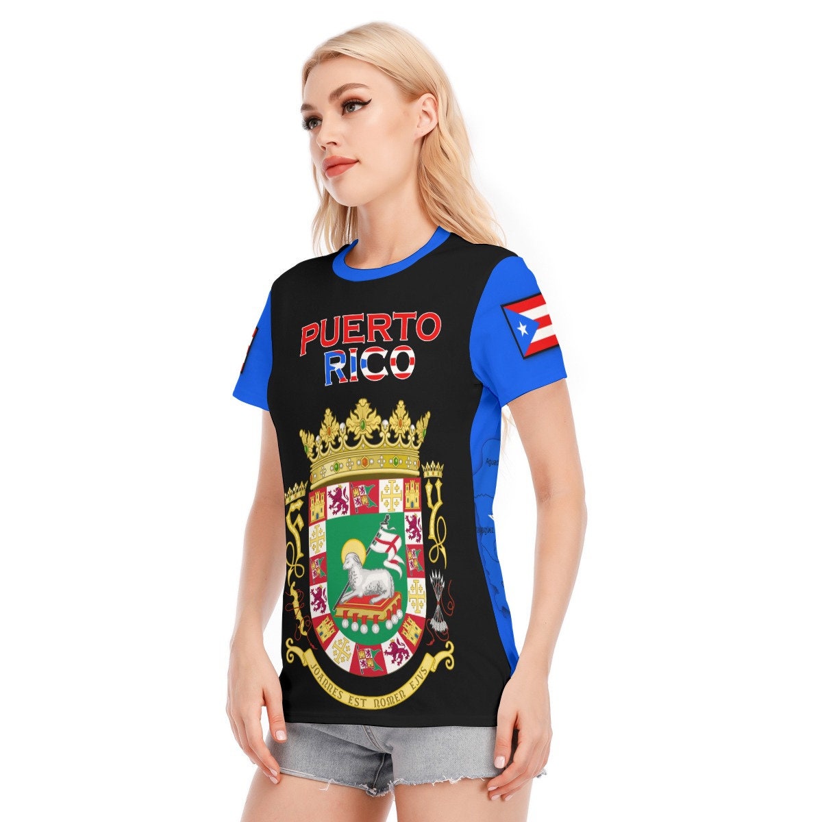 Women's Puerto Rican Round Neck Cotton T-Shirt