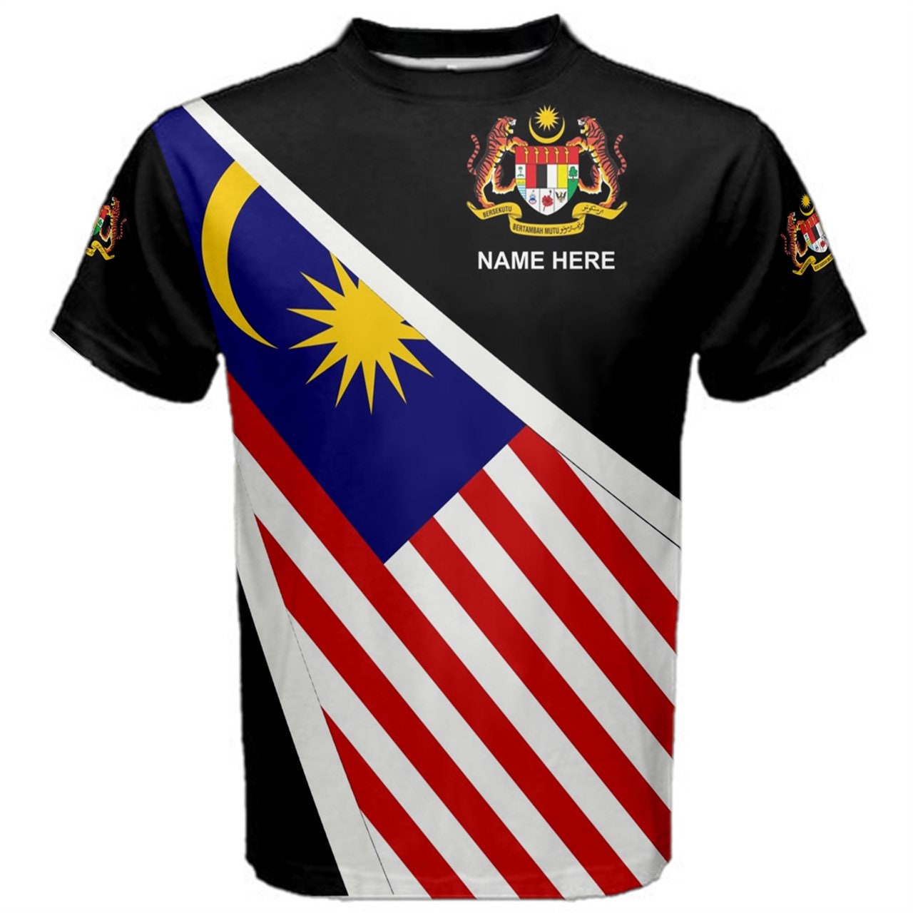 Custom Name Malaysia Flag Coat of Arms T-shirt