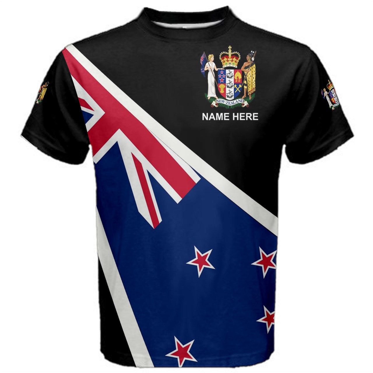 Custom Name NEW ZEALAND Flag Coat of Arms T-shirt