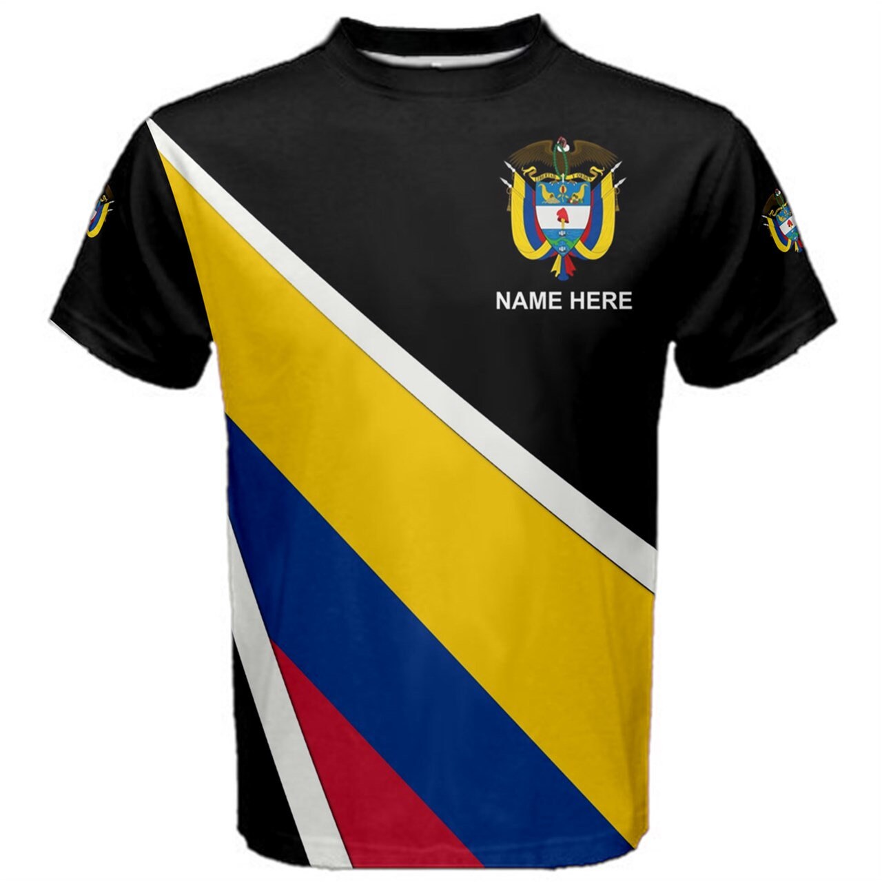 Custom Name Colombia Flag Coat of Arms Men's or Kids T-shirt