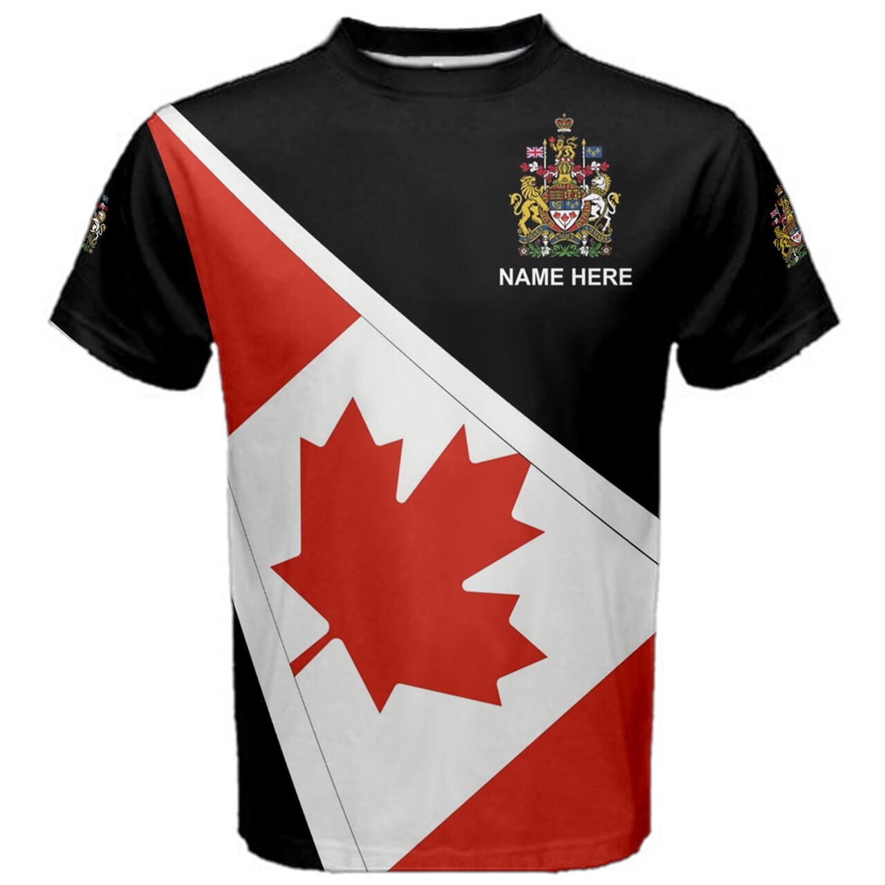 Custom Name Canada Flag Coat of Arms Men's or Kids T-shirt