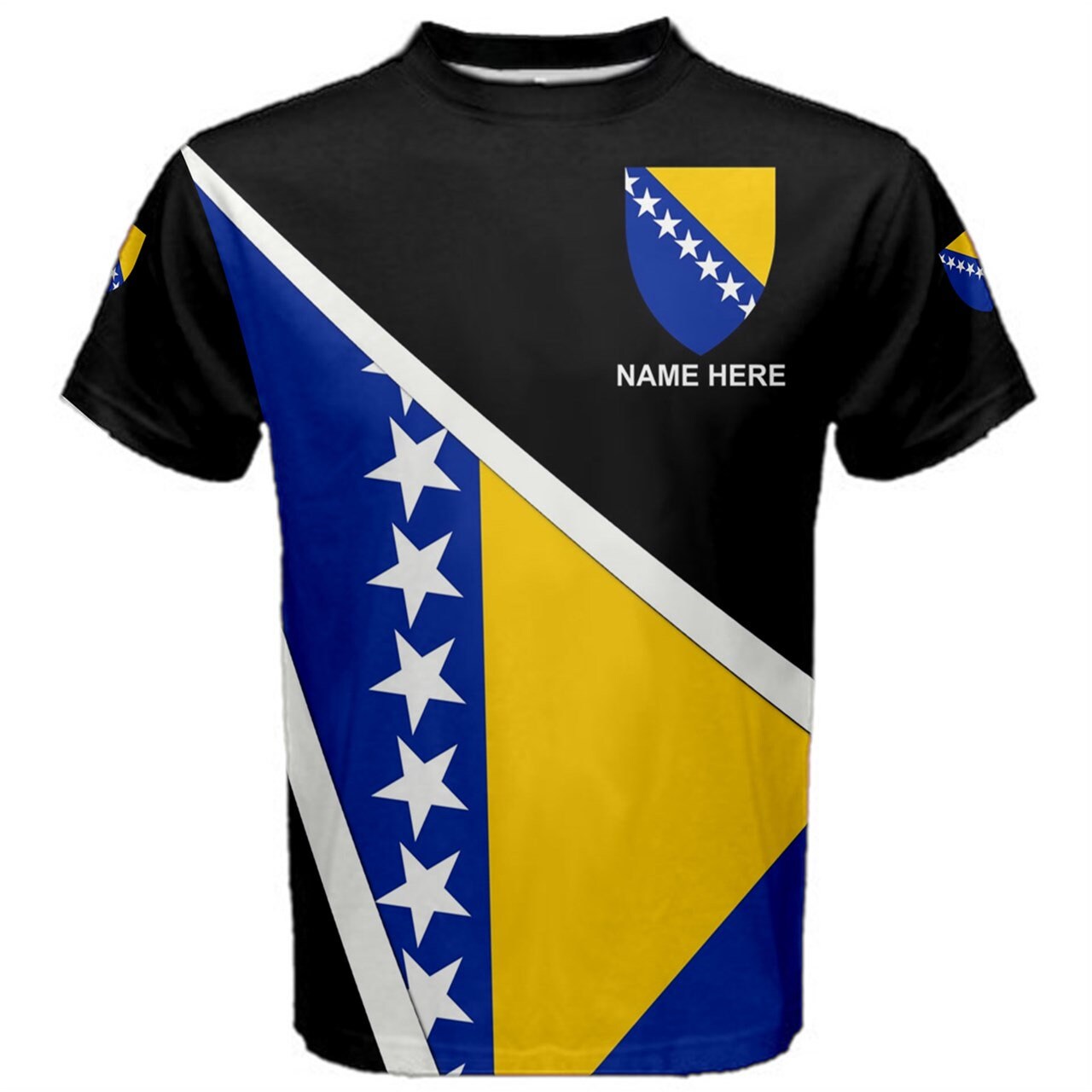 Custom Name Bosnia and Herzegovina Flag Coat of Arms Men's or Kids T-shirt