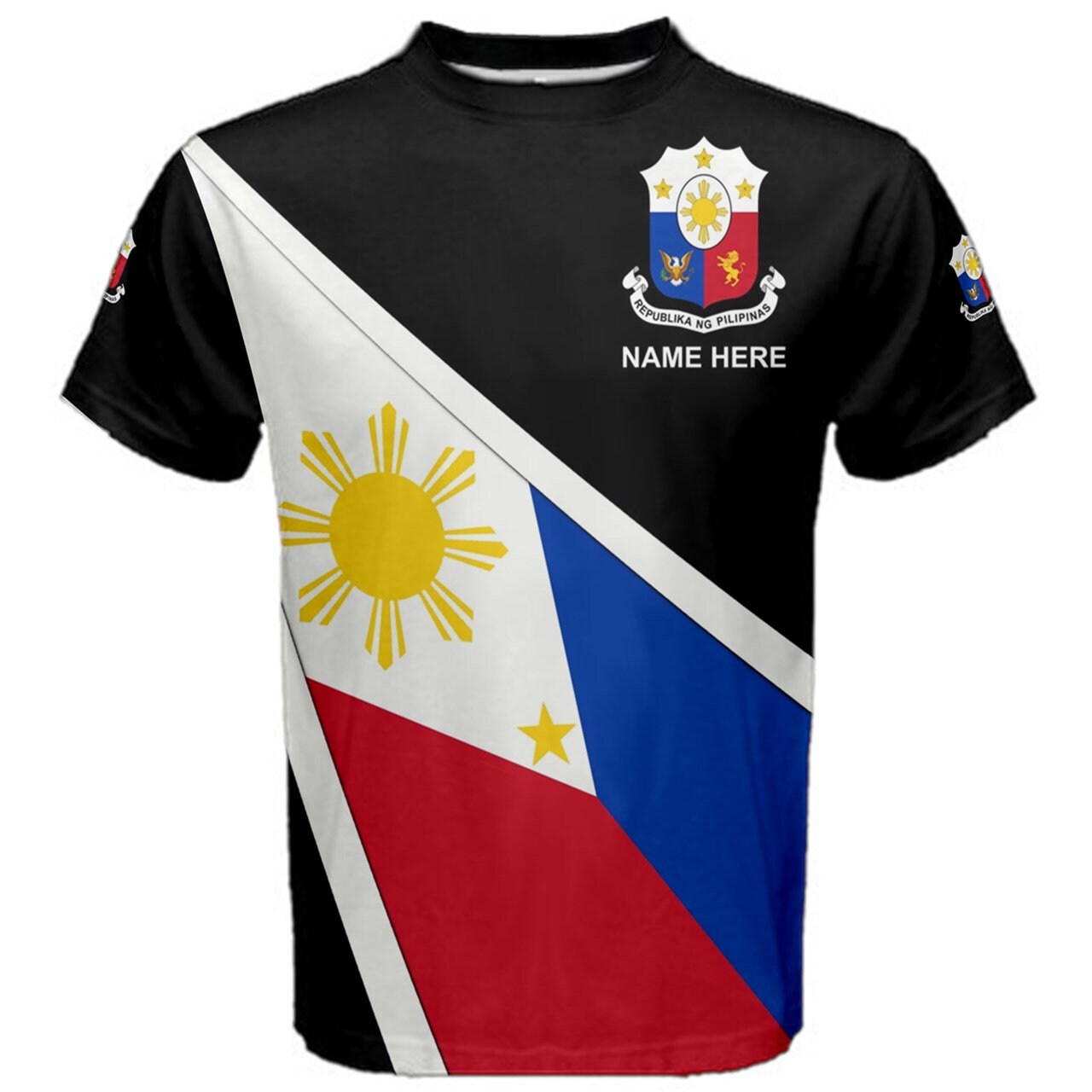 Custom Name Philippines Flag Coat of Arms Men's or Kids T-shirt